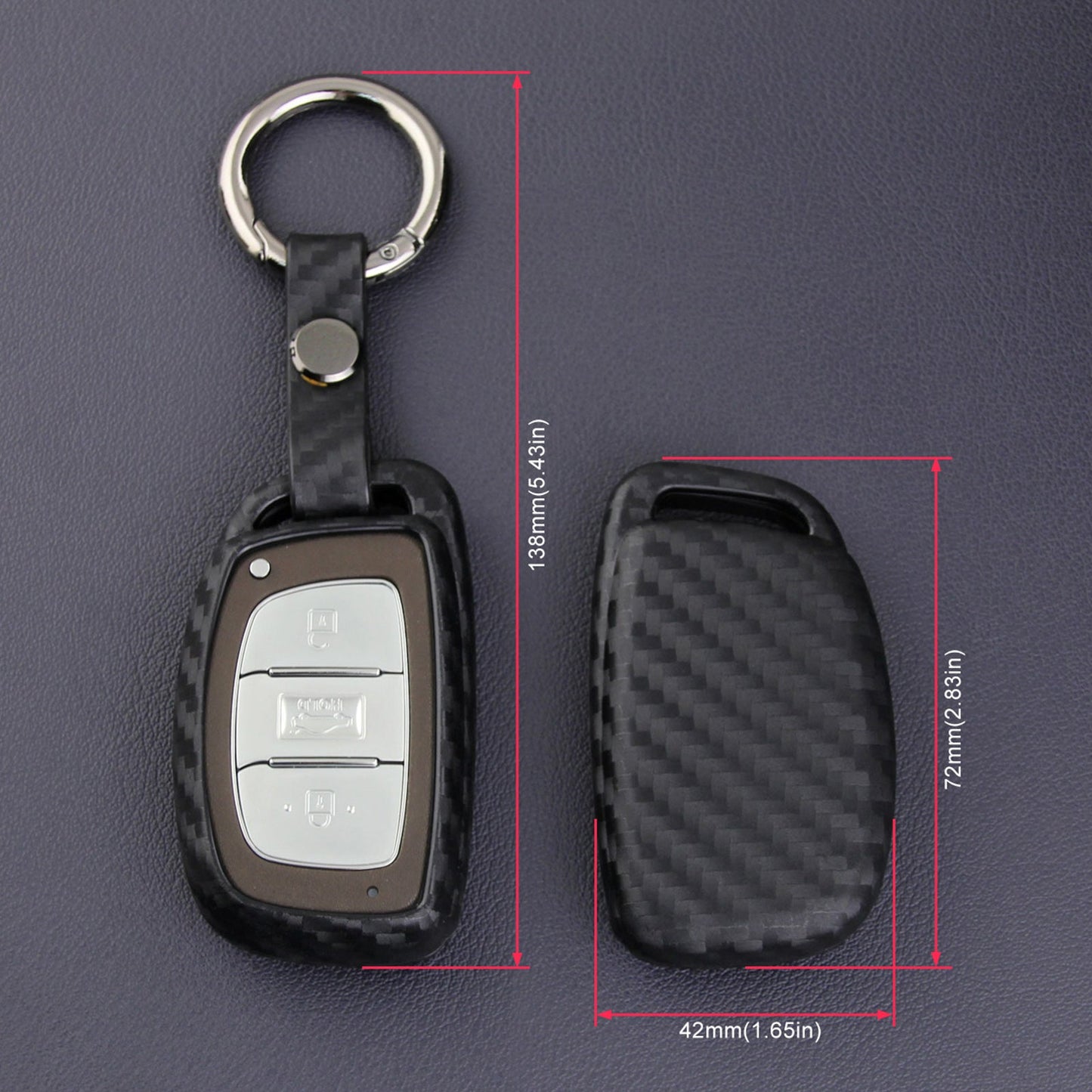 Leather Silicone Car Key Case Cover With Buckle For Hyundai