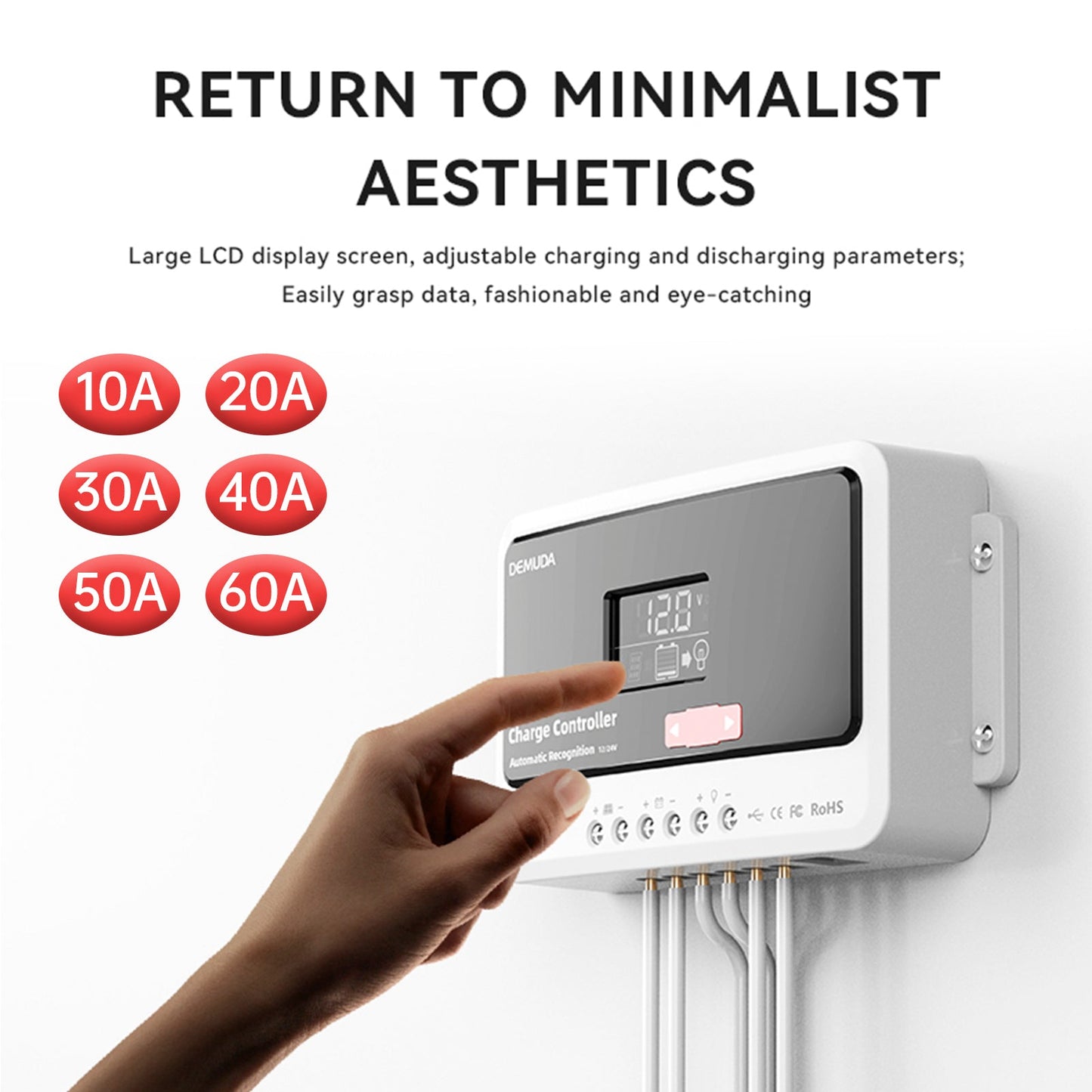 12V24V48V 10A-60A PWM Solar Controller Automatic Solar Controller Iron Phosphate