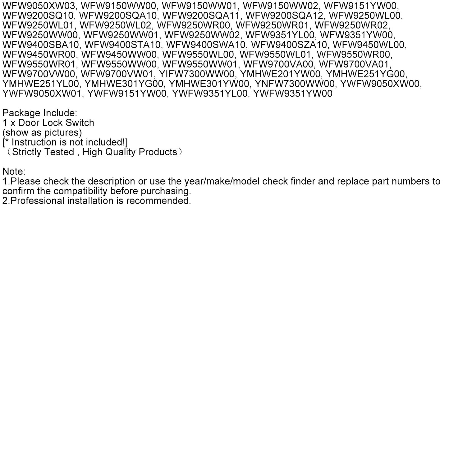 WPW10253483 Door Lock Switch For Whirlpool