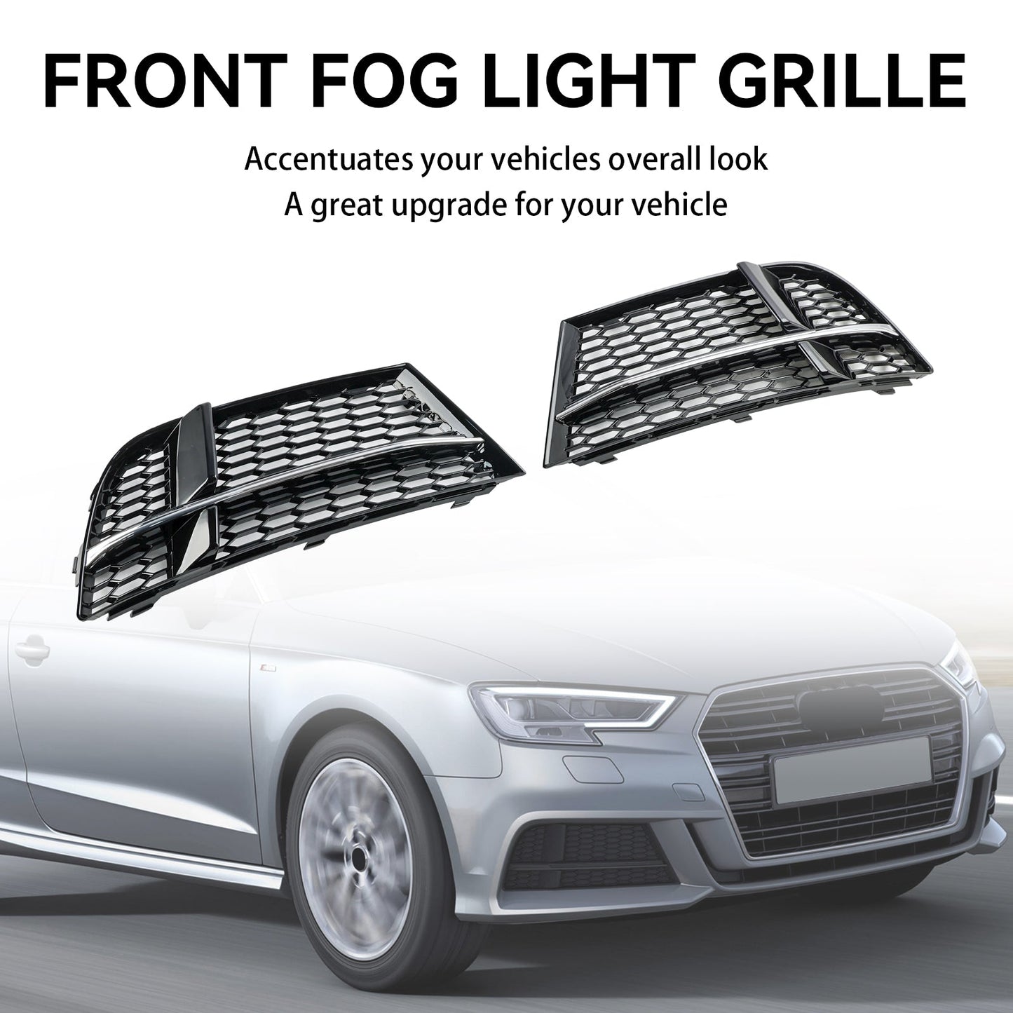 Front Fog Light Cover Bezel Grill Grille Fit AUDI A3 S-LINE 2017-2019 8V