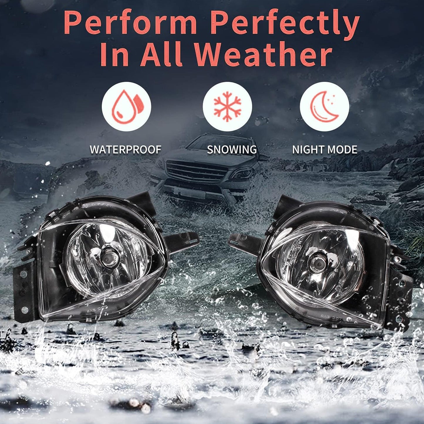 Pair Front Fog Light Lamps With Bulbs For BMW E90 3-Serise 2006-2008