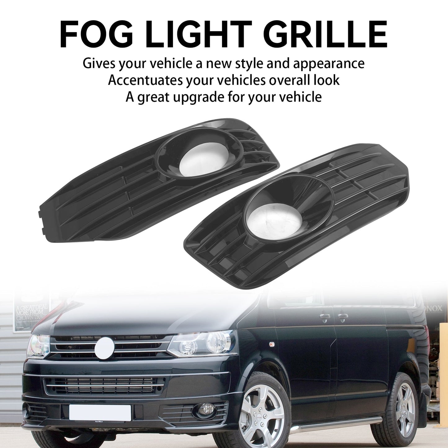 2010-2015 S-Line VW Transporter Caravelle T5 T5.1 Gloss Black Fog Lamp Light Cover Insert Grille