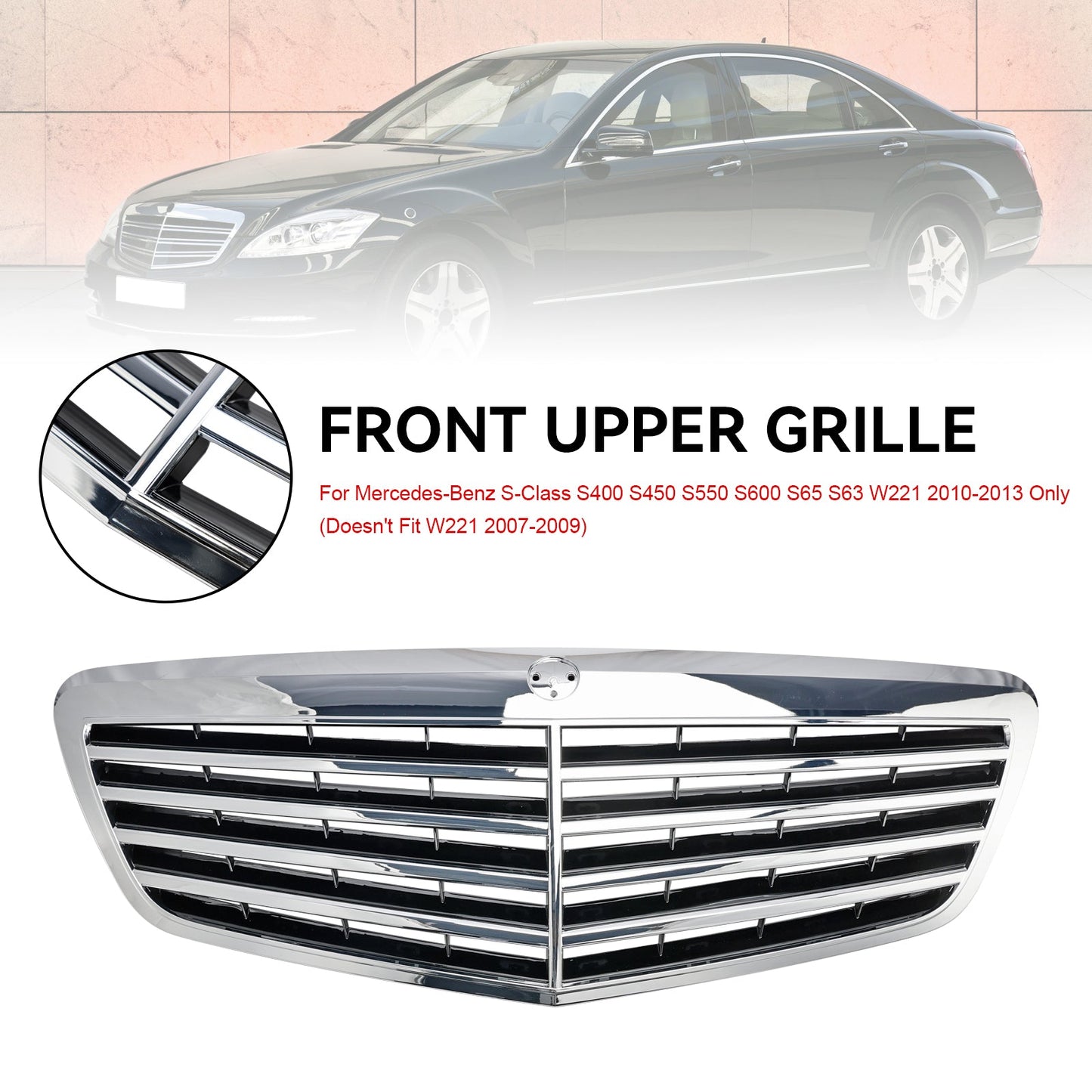 2010-2013 Mercedes Benz S-Class W221 S550 S600 S63 S65 Front Grille Grill