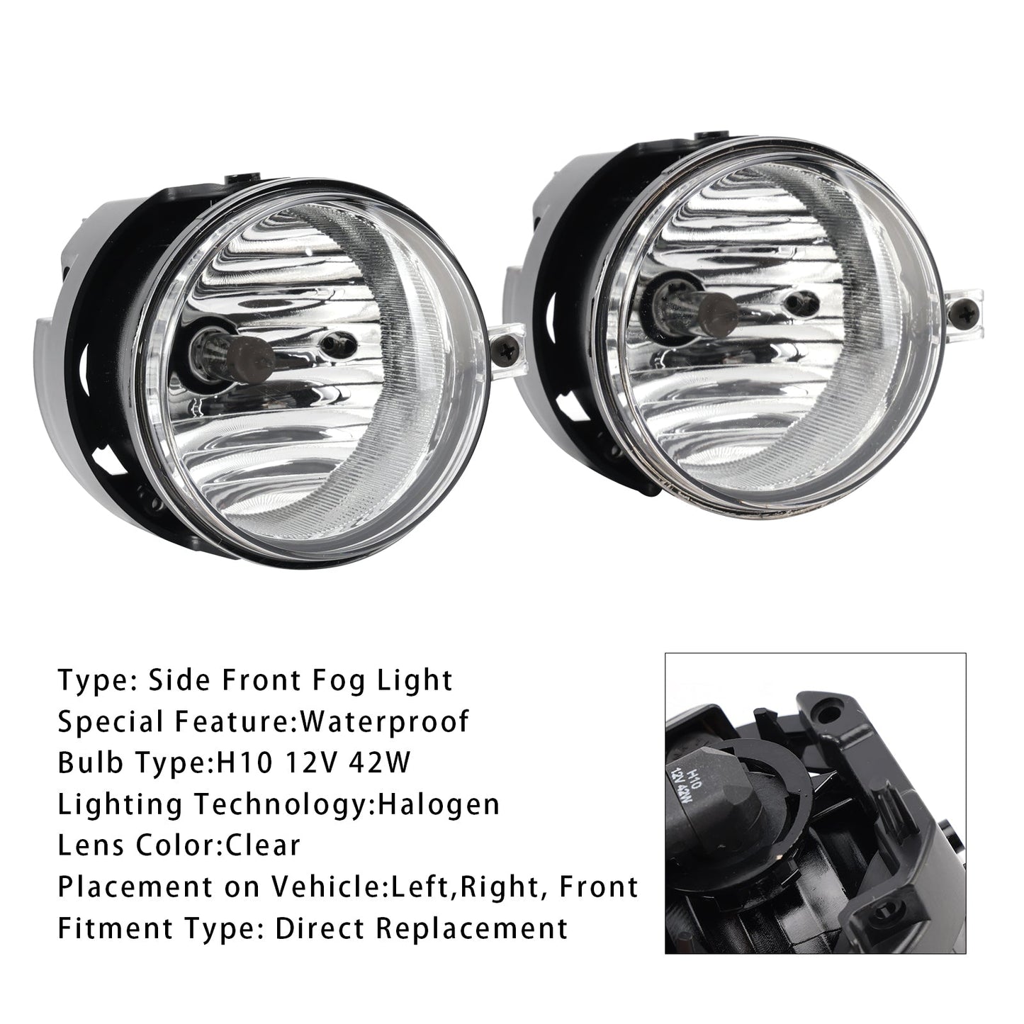 Pair Fog Lights For Dodge Chrysler Caliber Jeep Compass 4805857AA