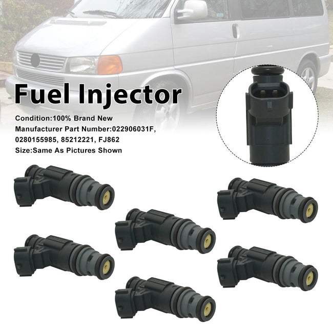 6Pcs Fuel Injector For Volkswagen Jetta 02-04 EuroVan 01-03 0280155985