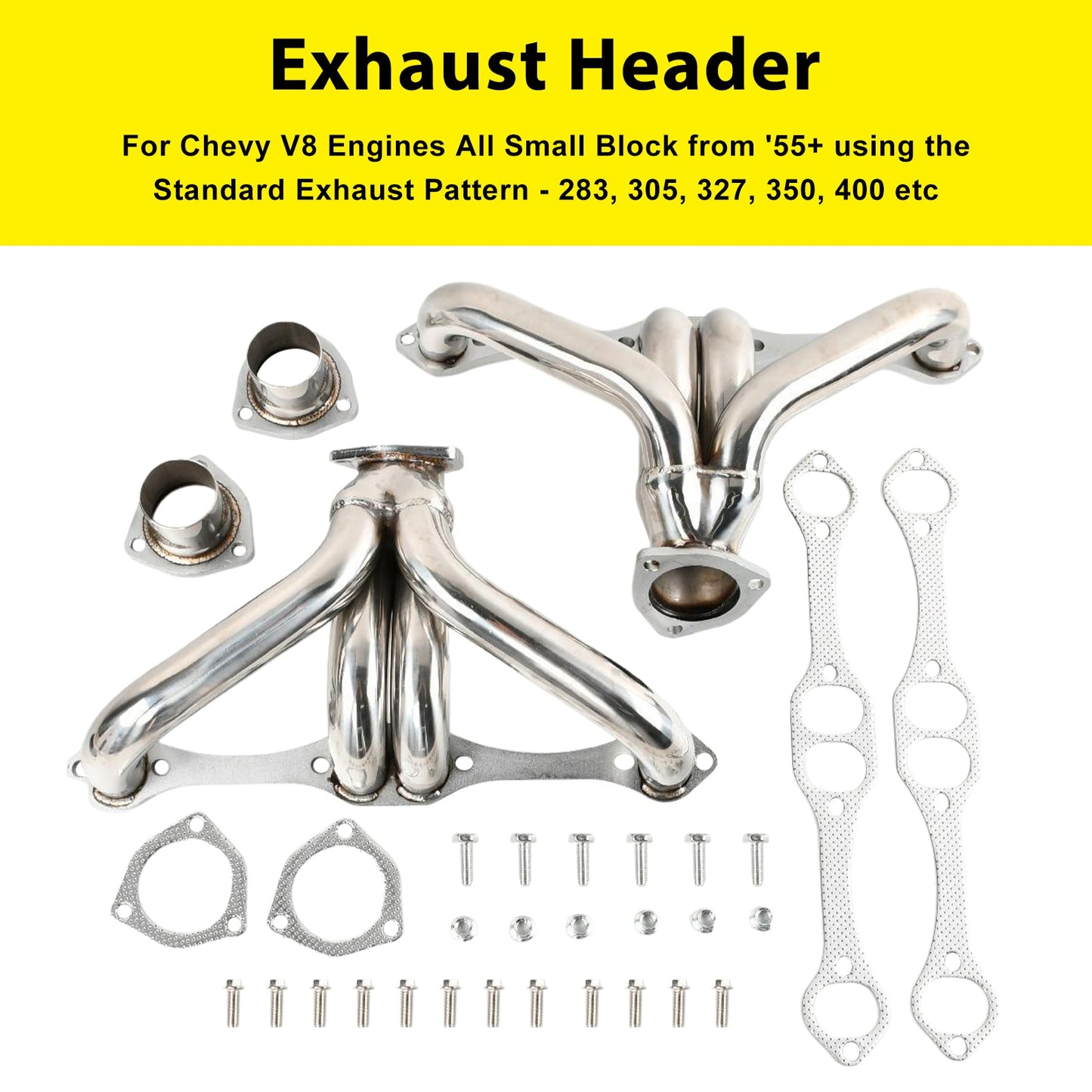 Exhaust Header Manifold Fit Chevy Small Block SB V8 262 265 283 305 327 350 400