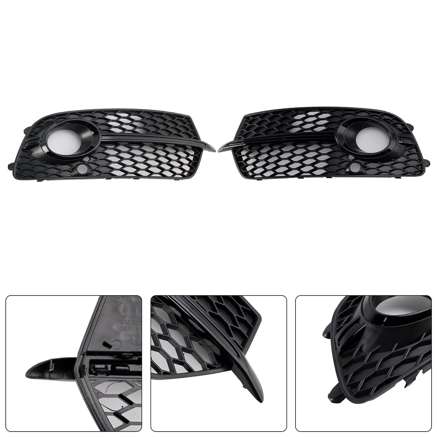 Front Bumper Fog Light Grill Grille Fit Audi Q5 S-Line SQ5 2013-2017 Black