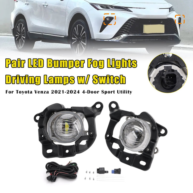 2021-2024 For Toyota Venza Pair LED Bumper Fog Lights Driving Lamps w/ Switch TO1038271