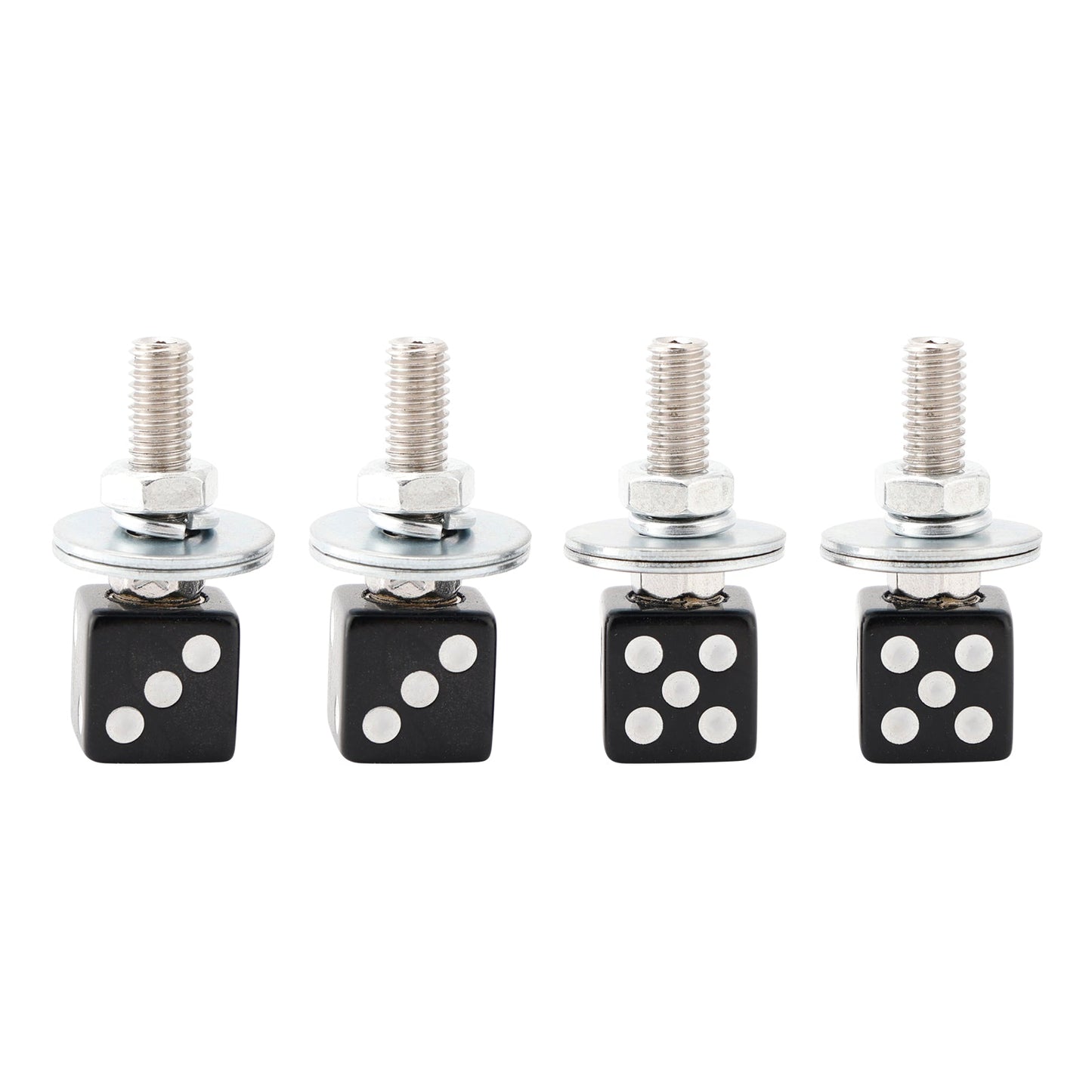 4x Motorcycle Bike Plastic Black Dice License Plate Bolt On Screw On Frame Nut