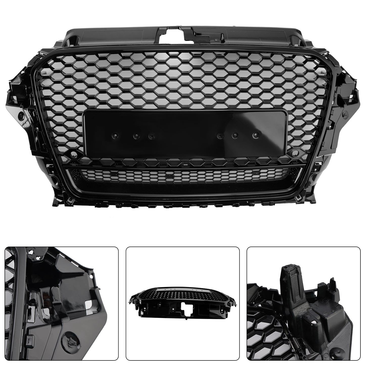 RS3 Style Front Henycomb Bumper Grill Grille Fit Audi A3 S3 2013-2016