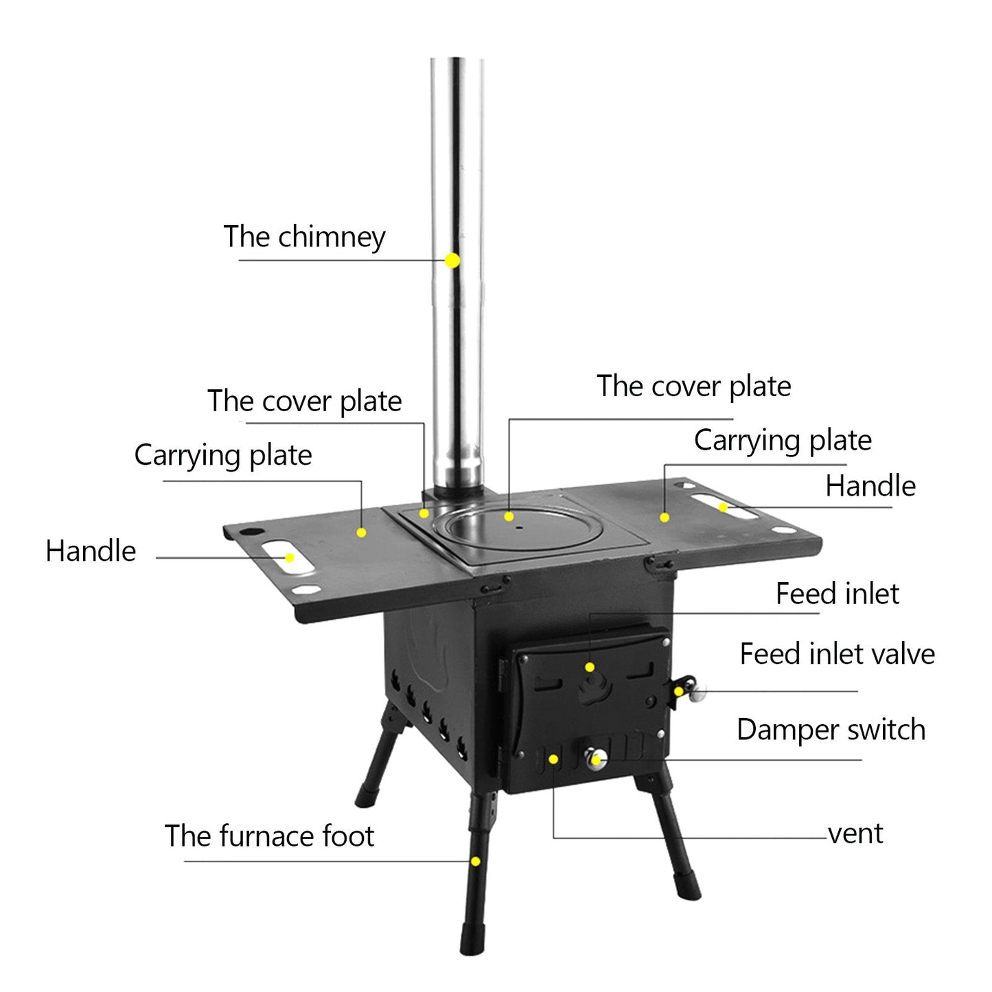 Outdoor Portable Camping Small Wood Burning Stove Picnic Cook Folding Heating