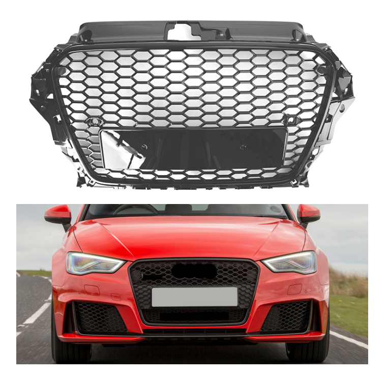 2013-2016 Audi A3 S3 Front Hood Henycomb Bumper Car Grille Grill RS3 Style Black