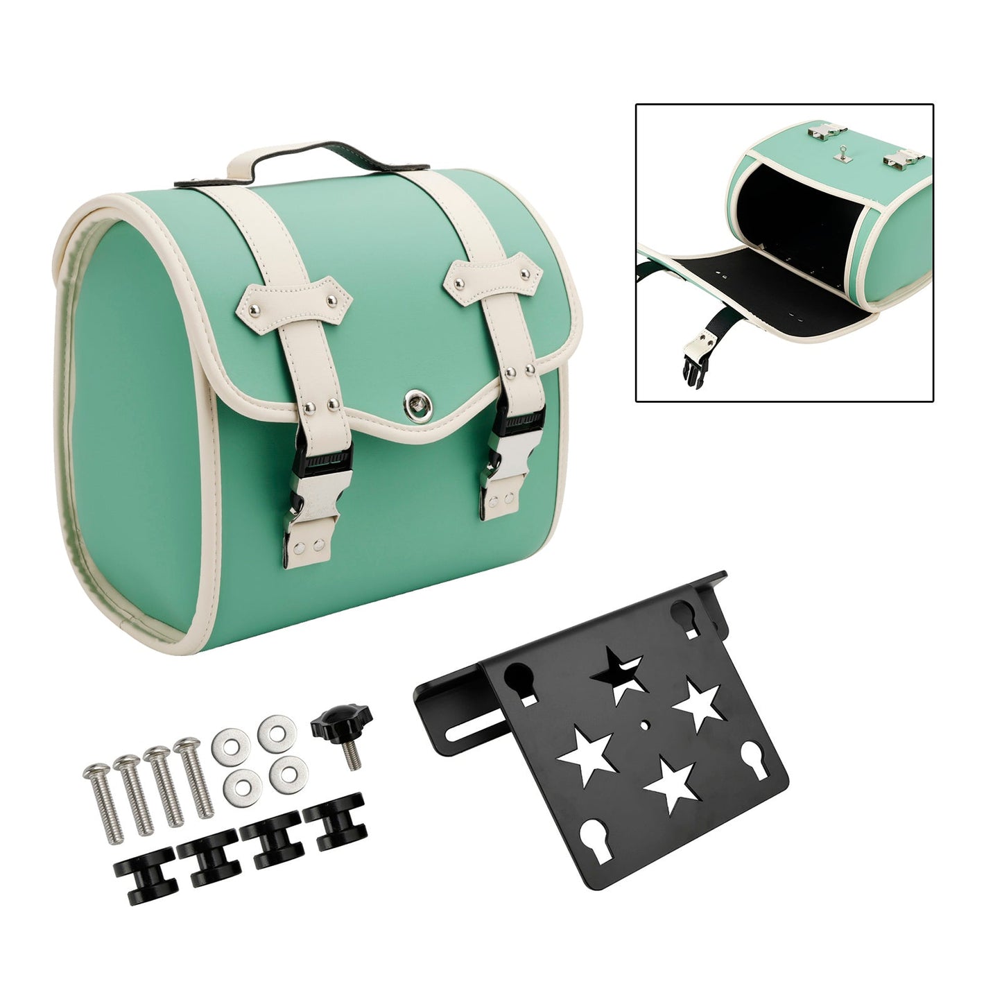 Side Tool Bag Saddlebag Quick Release Luggage Kit Green For Cruiser Adv Cafe