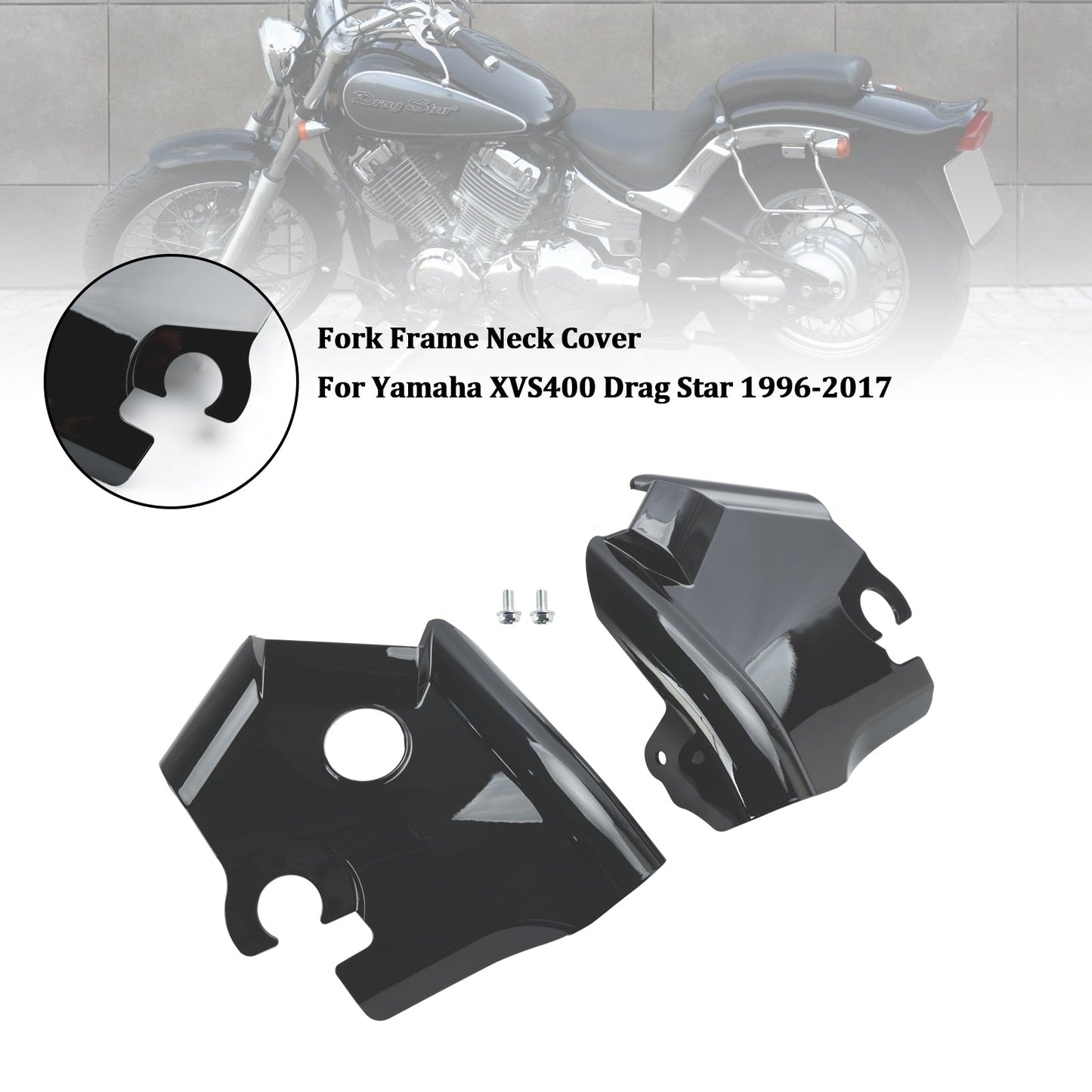 1997-2003 Yamaha XVS650 Drag Star V-Star 650 Custom Classic Yamaha XVS400 Drag Star Fork Frame Neck Cover