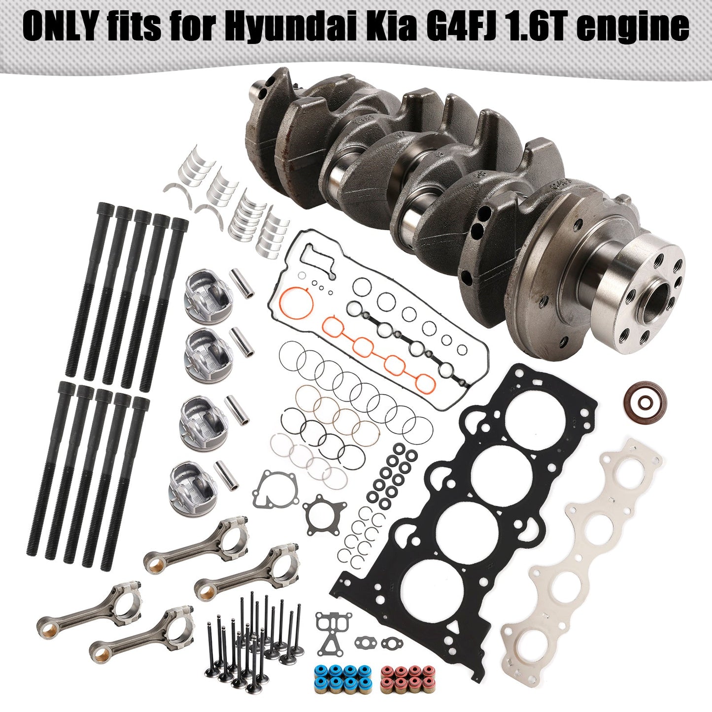 2017–2020 Hyundai Kona (OS) (G4FJ 1.6T Engine Overhaul Rebuild Kit Pistons Rods Gasket Kit 231102B700