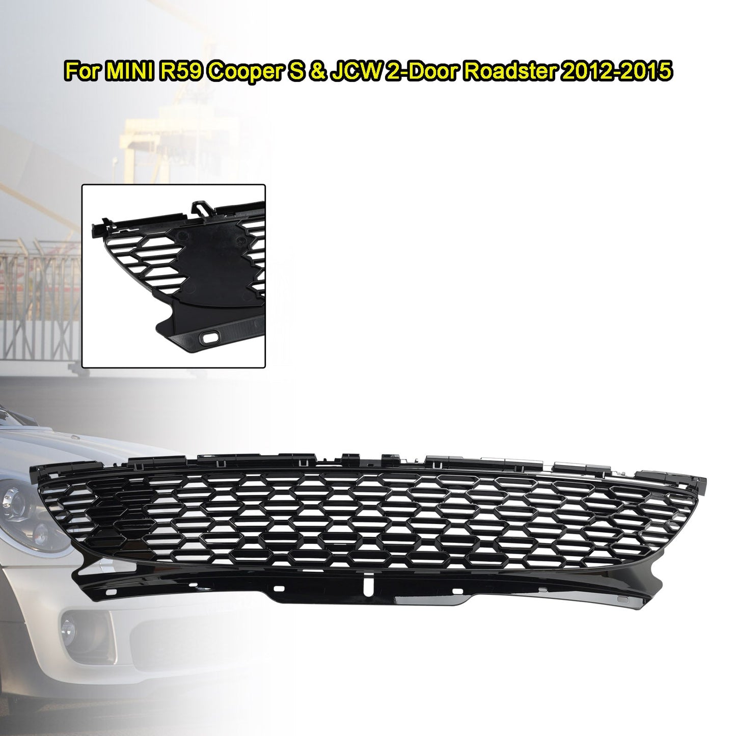 2012-2015 MINI R59 Cooper S &amp; JCW 2-Door Roadster Gloss Black Front Bumper Grill Grille