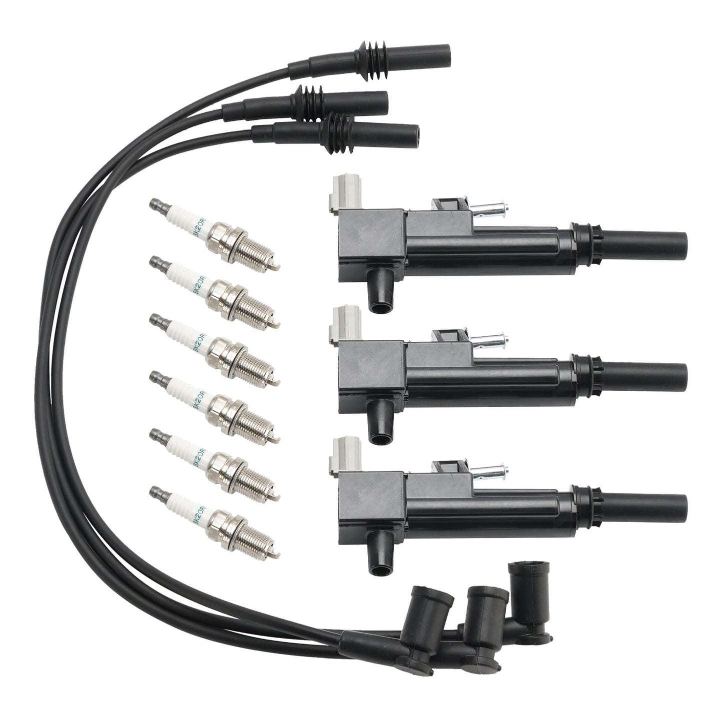 2009-2010 Dodge Dakota V6 3.7L 3x Ignition Coil+6x Spark Plug+3x Wire UF640