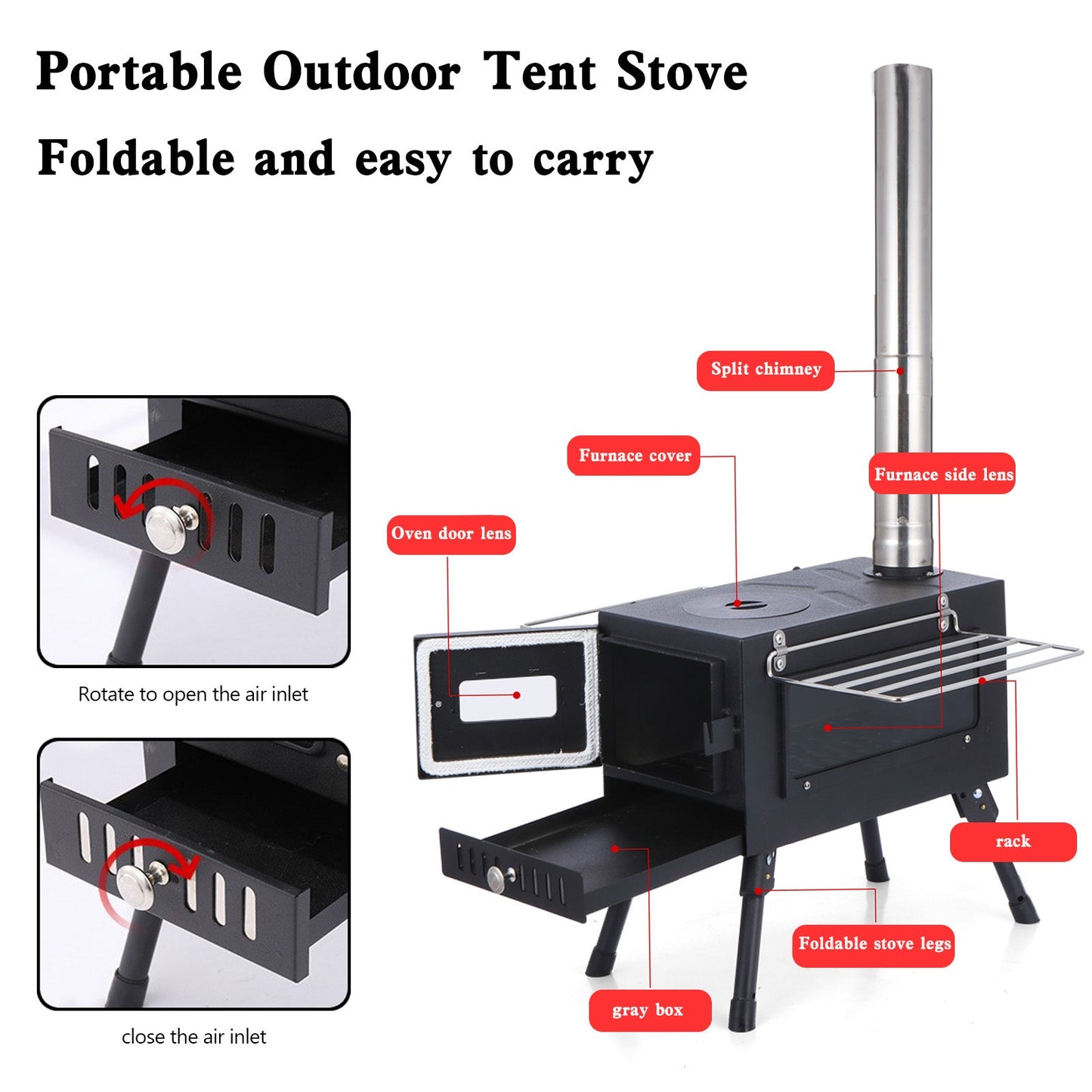 Cook Tent For Camping Outdoor Portable Tent Camping Wood Burning Stove with Pipe