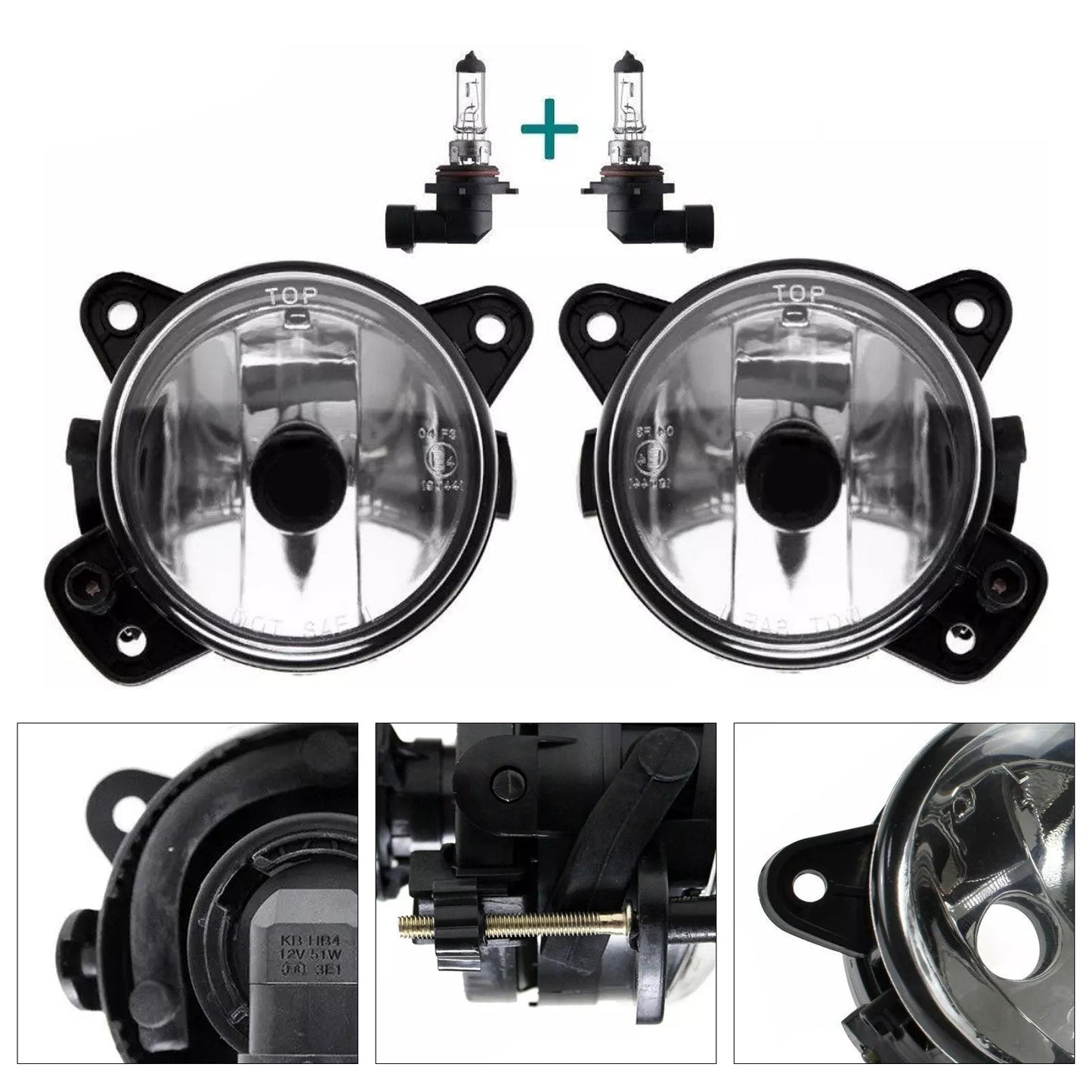 Pair Front Fog Light With Bulbs For VW Transporter T5 & Caravelle 2003-2010