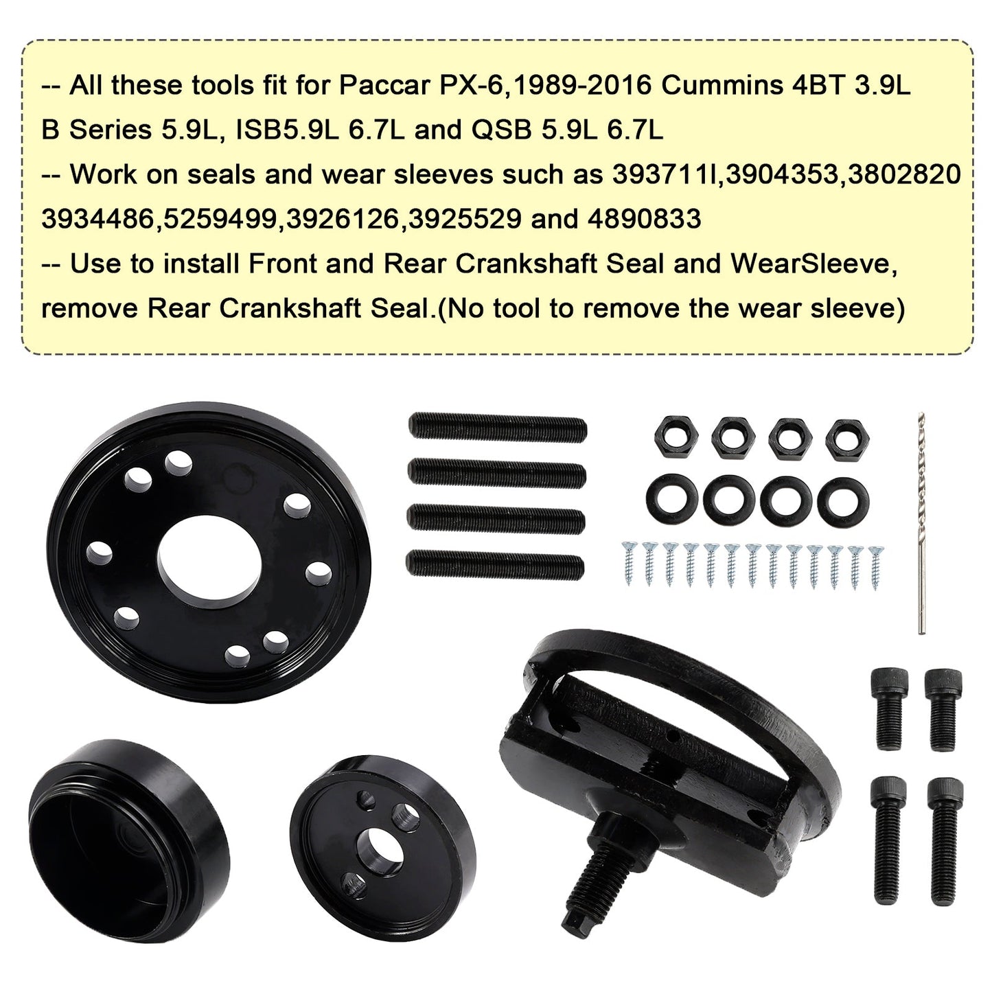 1989-2016 Cummins 3.9L 5.9L 6.7L Front+Rear Crankshaft Seal Remover & Installer Tool