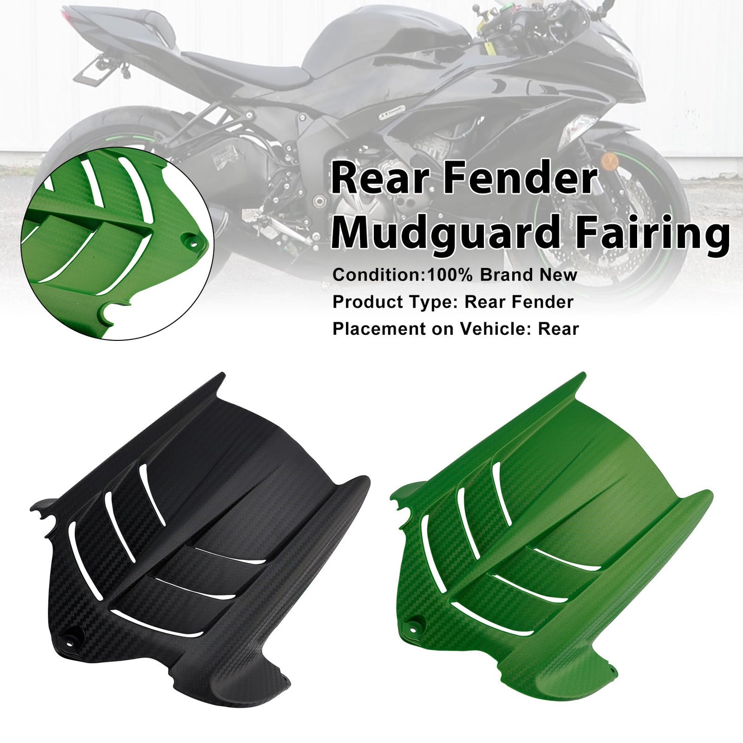 Rear Fender Mudguard Fairing For Kawasaki ZX-6R 636 2009-2025