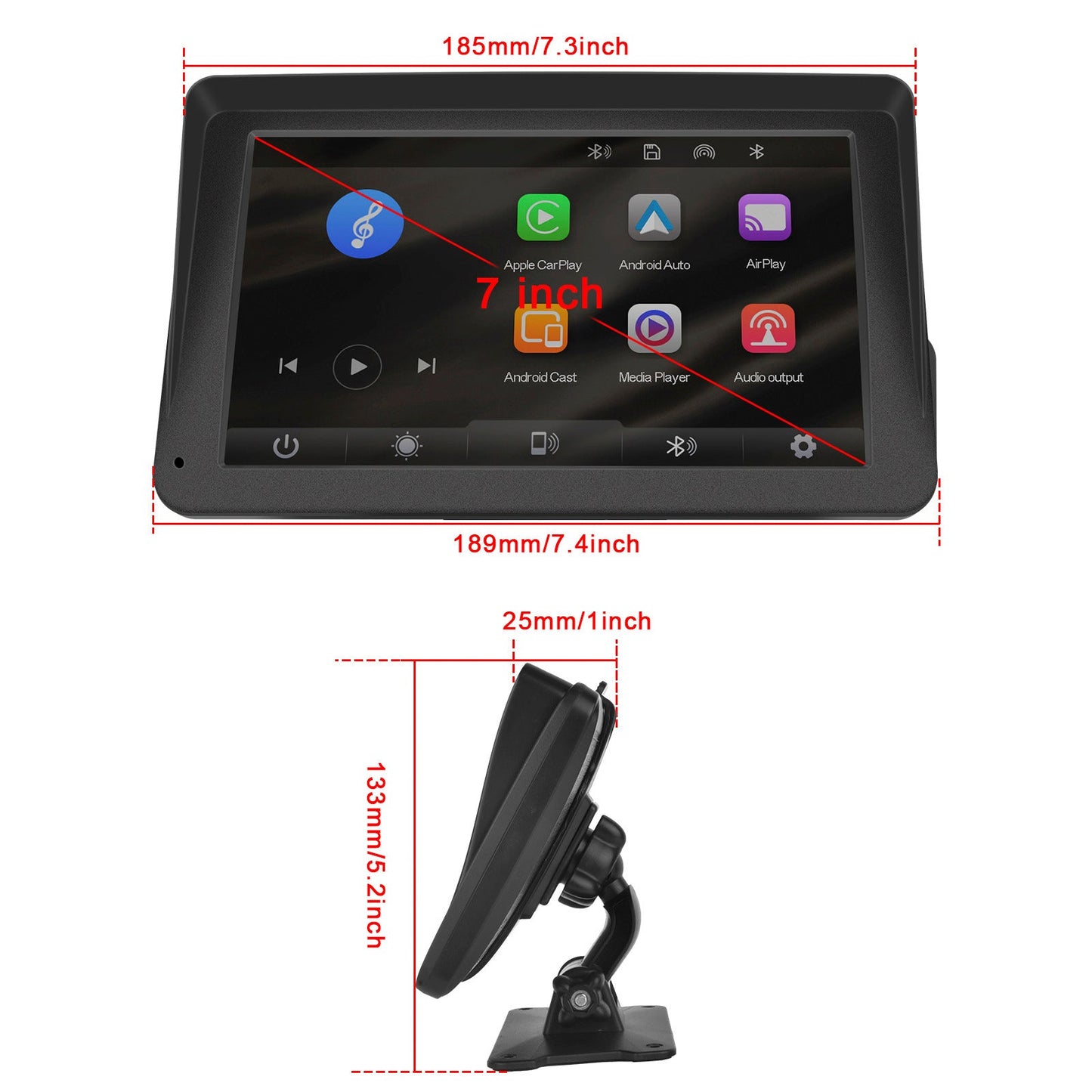 7-inch CarPlay Multifunction Player Auto Apple AirPlay Android Projection Camera