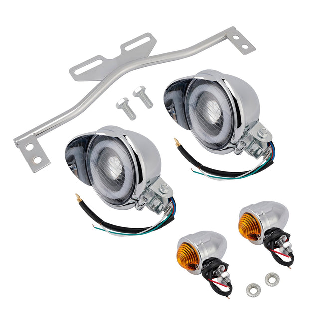 #D22 Headlight Lamp Spotlight Universal Coler Switch Fits Chrome For Motorcycle