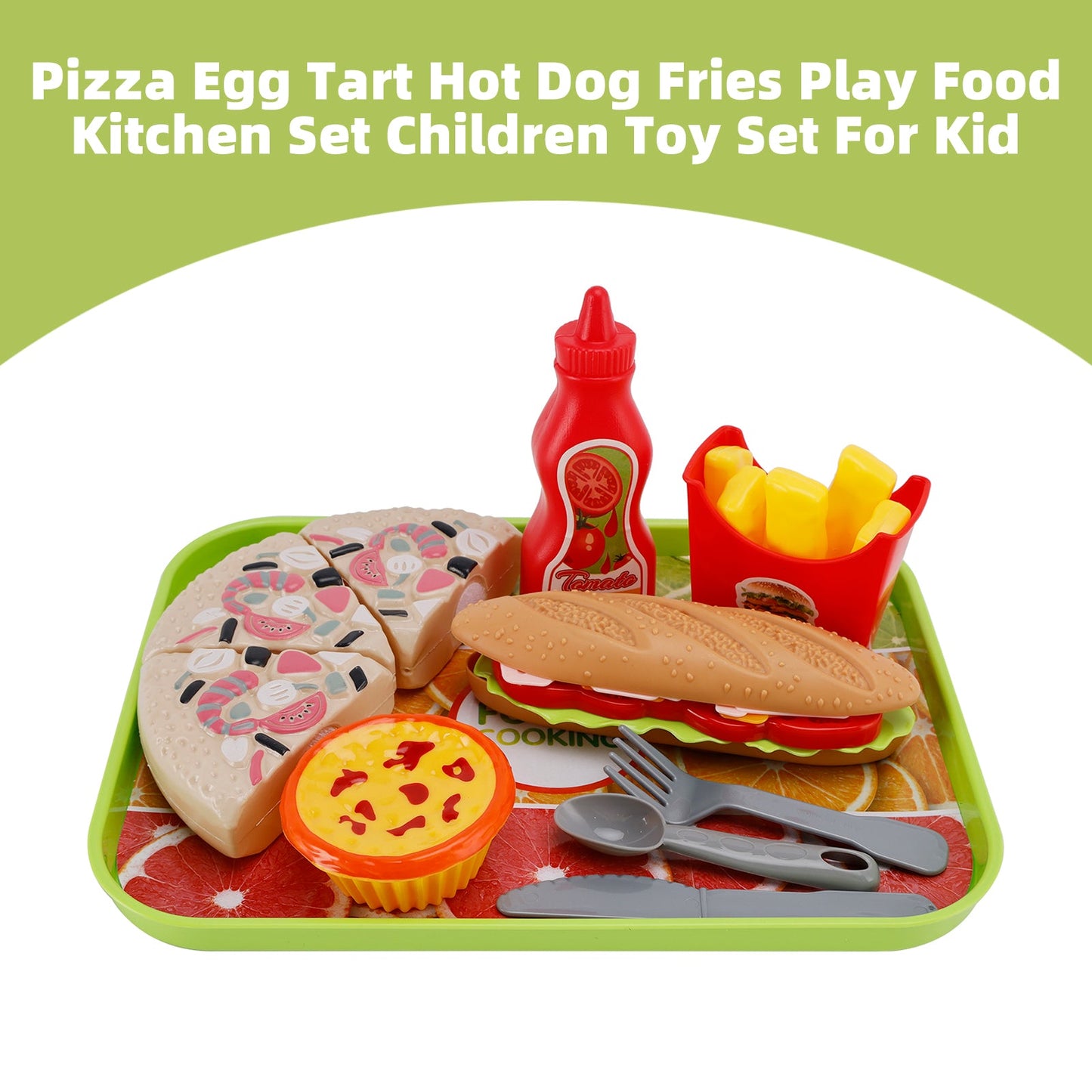Pizza Egg Tart Hot Dog Fries Play Food Kitchen Set Children Toy Set For Kid
