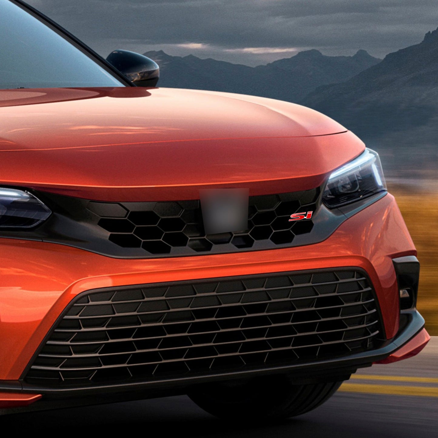 Si Front Grille Emblem Decal Badge for Honda red-silver