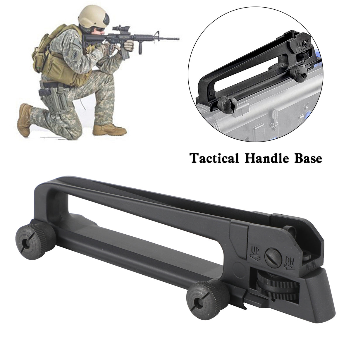 Carrying Handle Picatinny Rail Mount Iron Sights Removable Adjustable