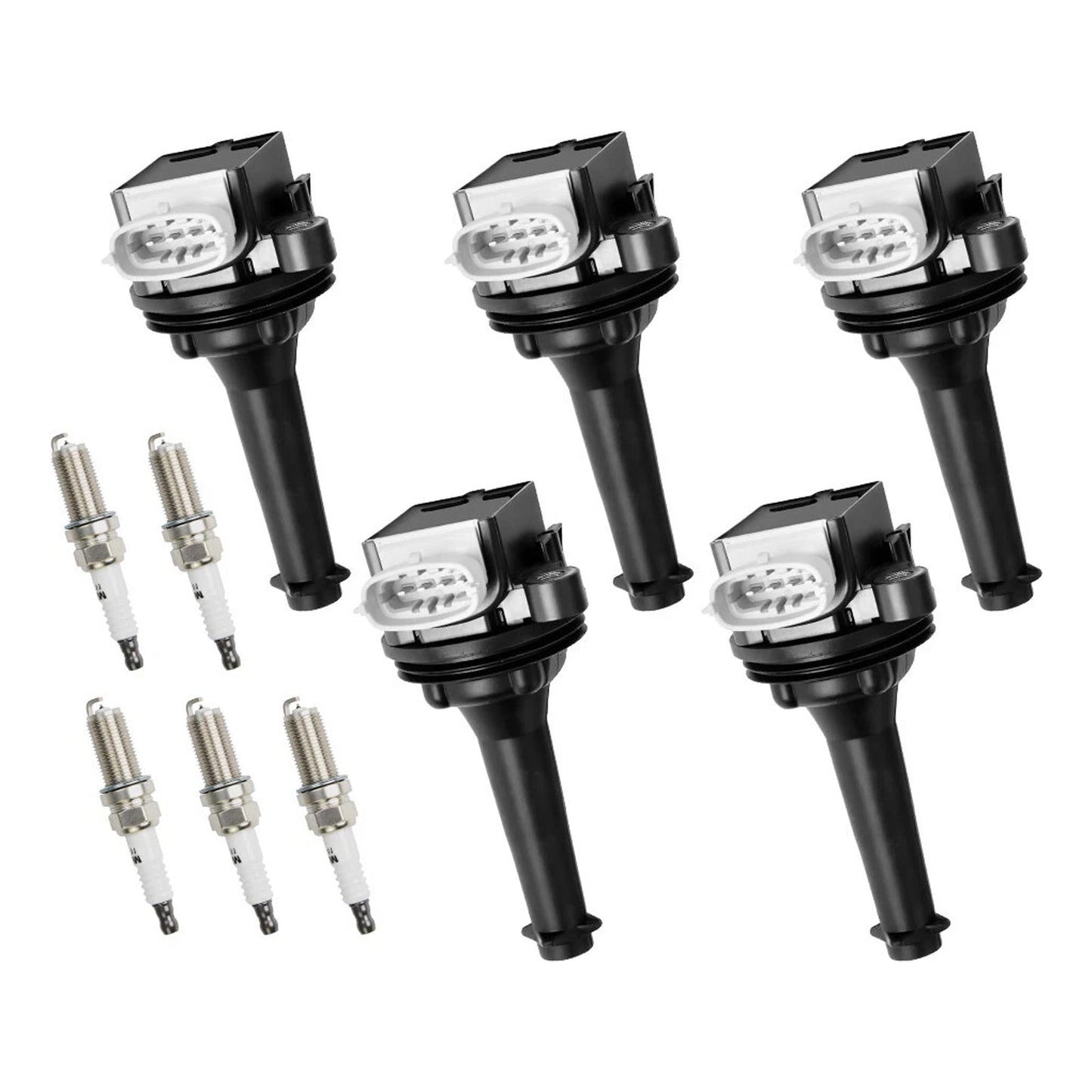 2012-2016 Volvo S60 2.5L L5 5x Ignition Coil Pack UF517+Spark Plugs