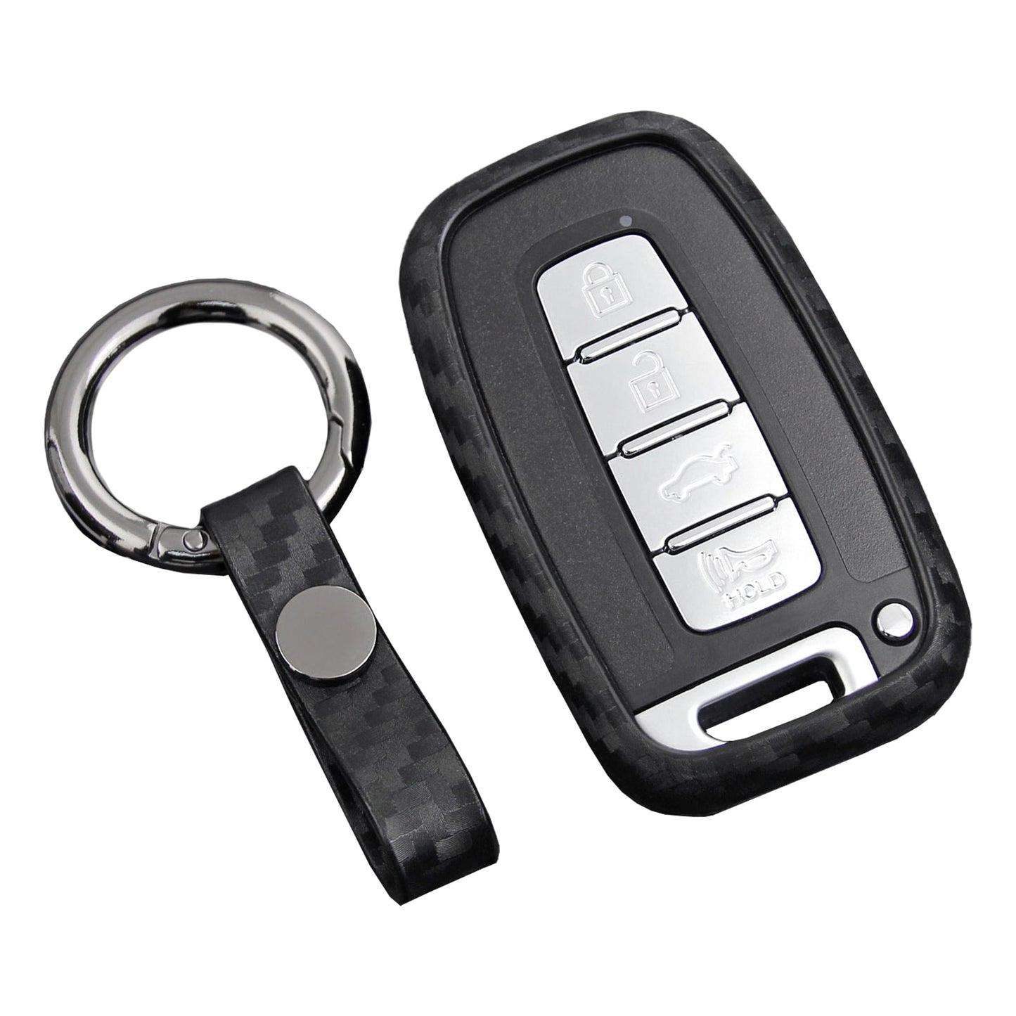 Leather Silicone Car Key Case Cover With Buckle For Hyundai Old Smart