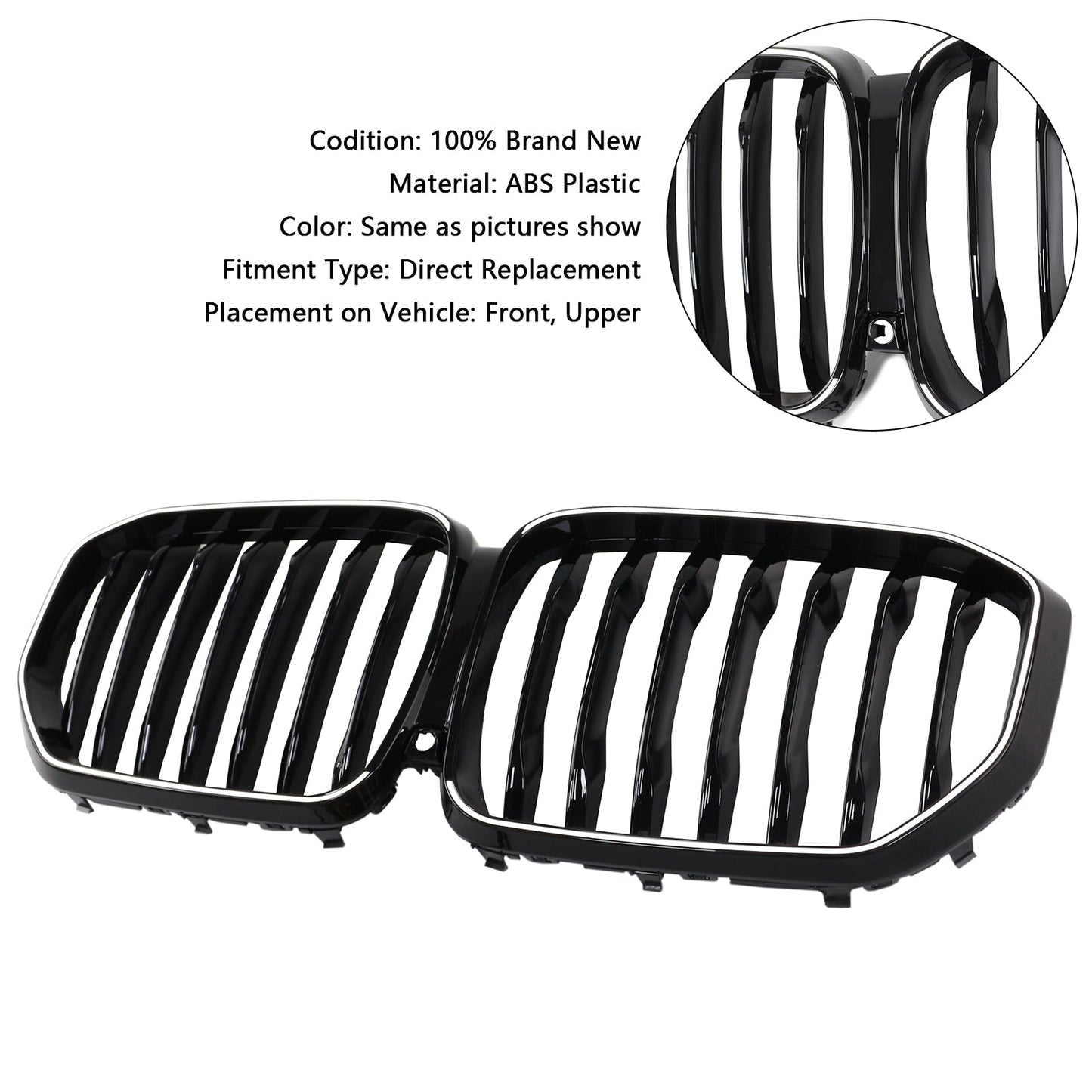 2019-2022 BMW X5 G05 Gloss Black Front Kidney Grille M-Performance