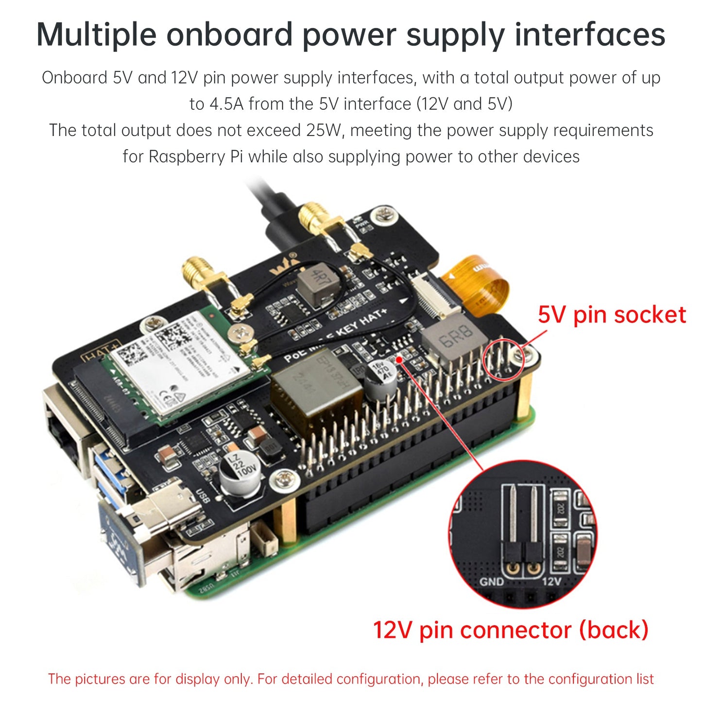 Raspberry Pi 5 PCIe to M.2 E Key with PoE Ethernet Power Supply Adapter Board