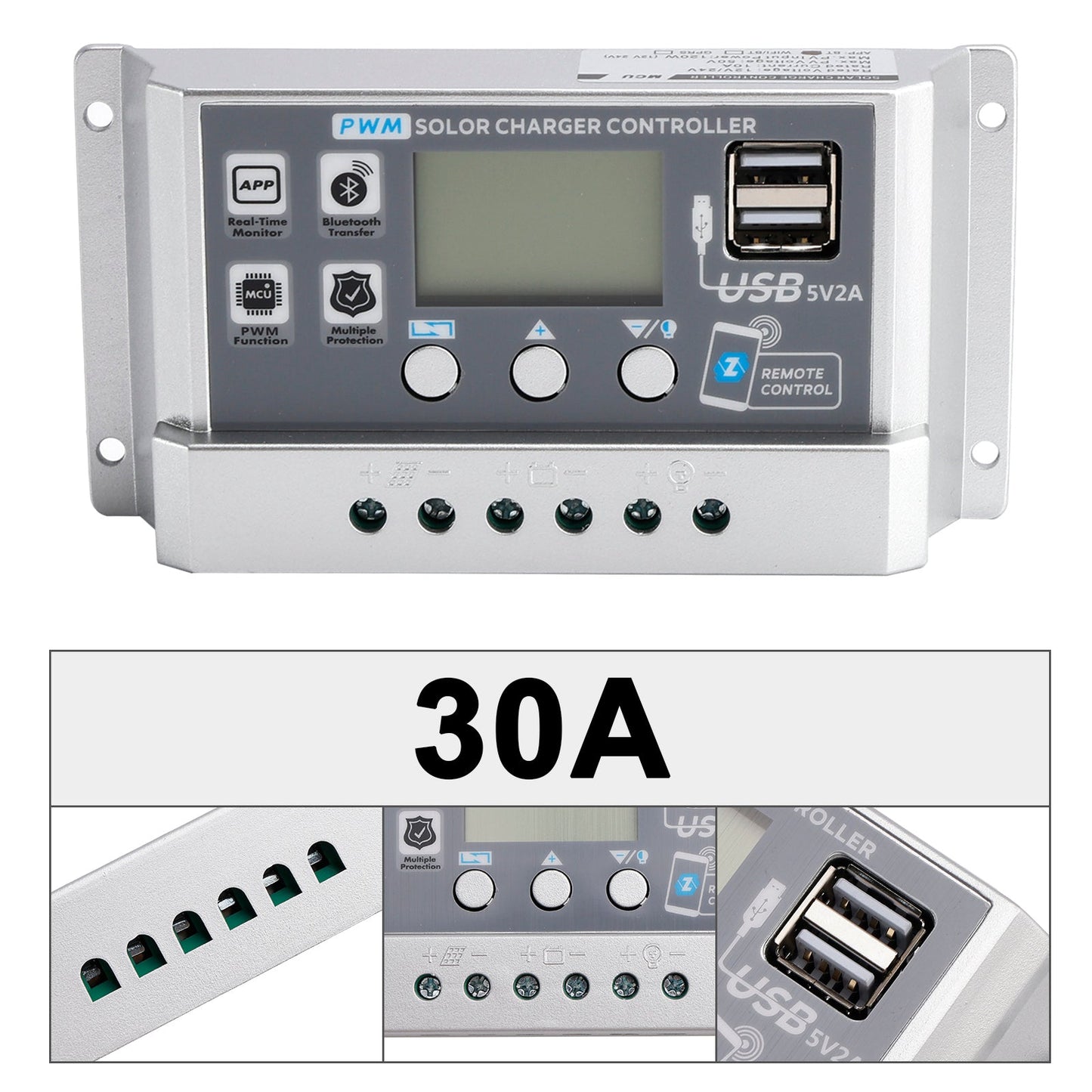 10A-60A PWM Solar Controller Mobile APP Intelligent Control Solar Controller