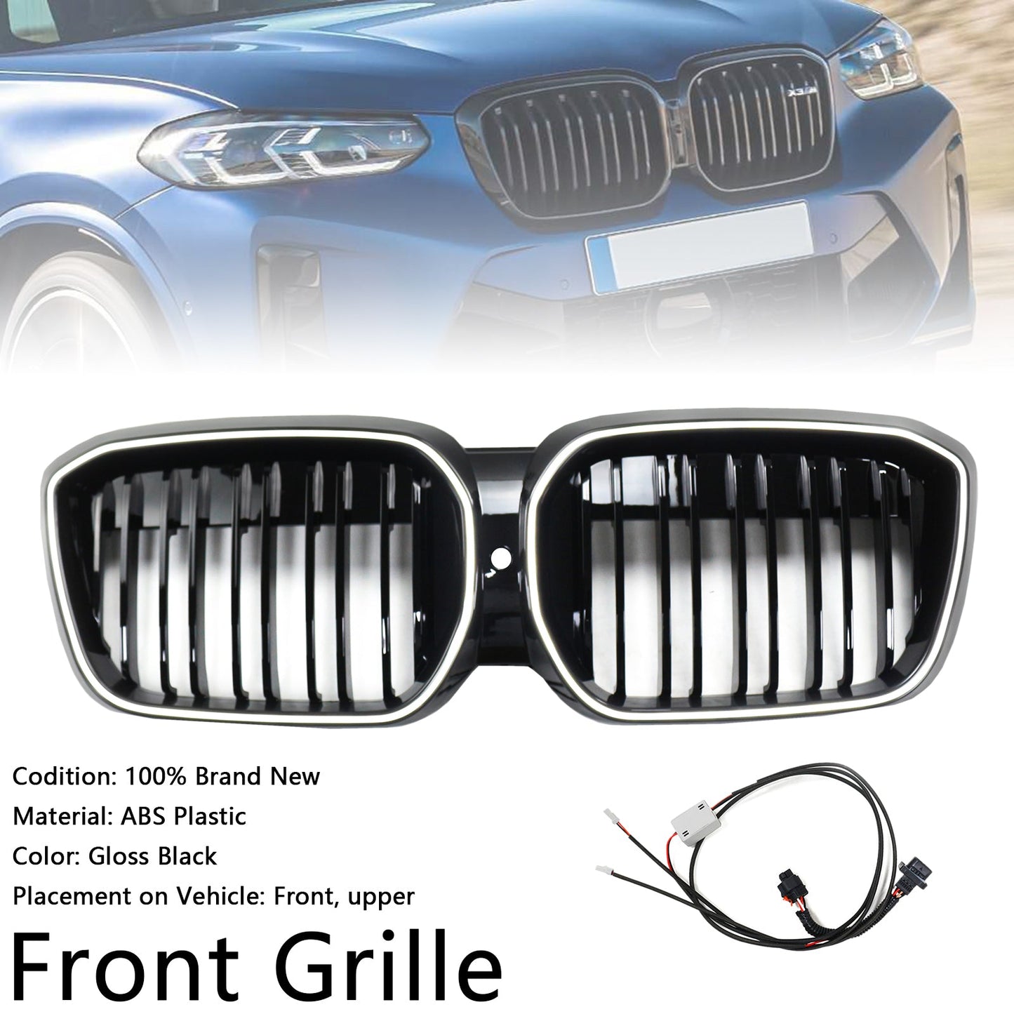 2022-2024 BMW IX3 G08 LCI Double Slat Black Front Kidney Grill Grille