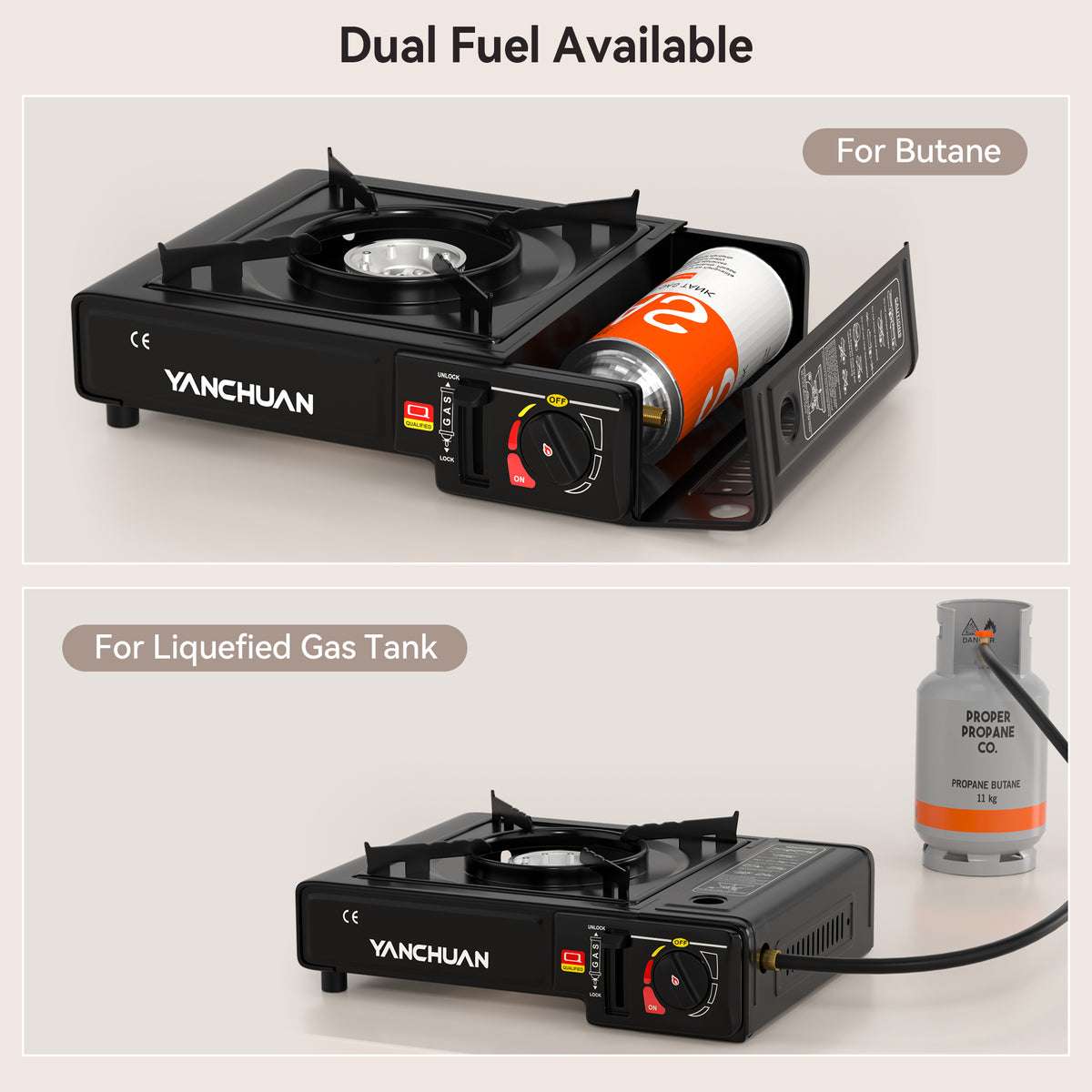 Dual Fuel Gas Stove Butane LPG Camping Burner Portable Tabletop Gas Cooker