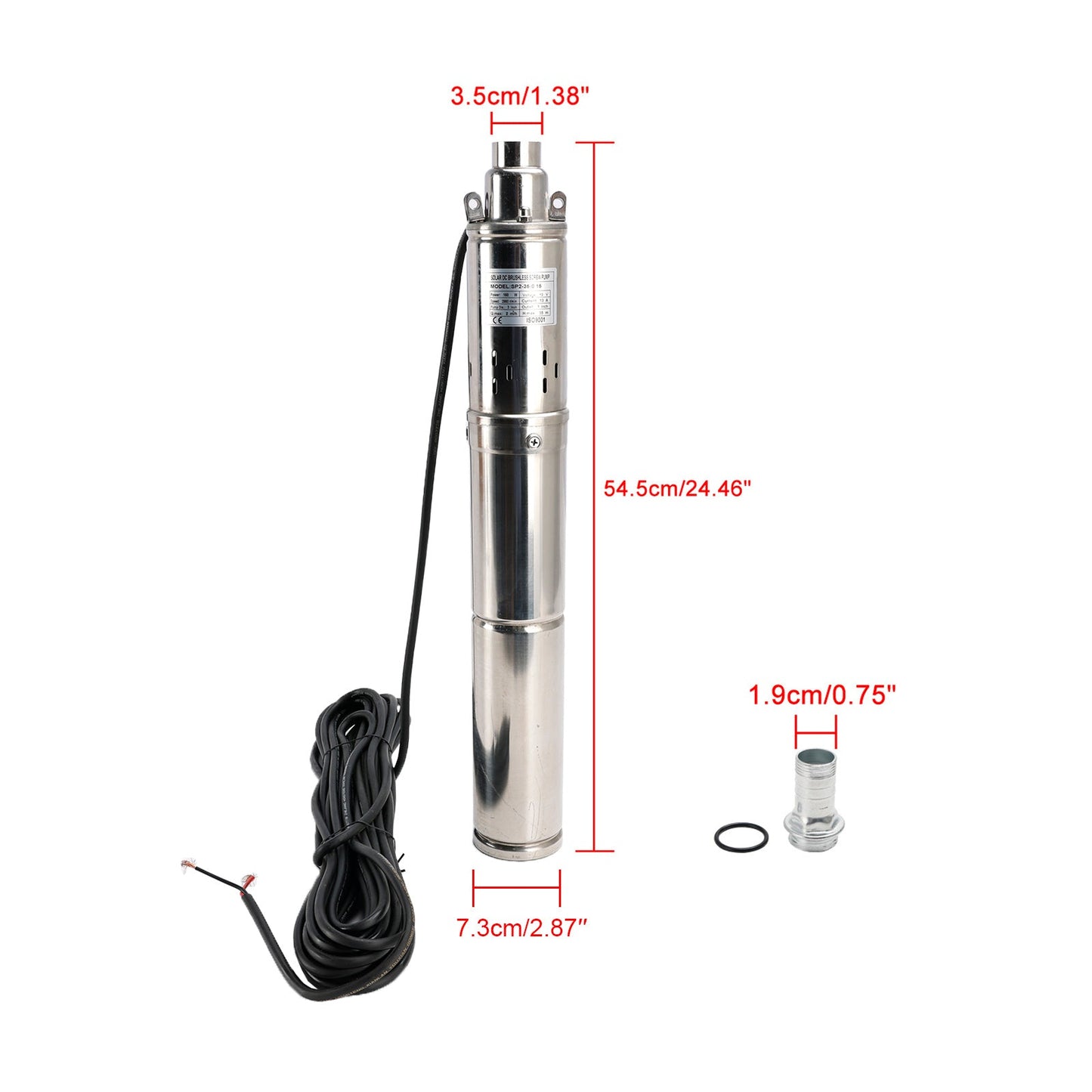 3" 12V 150W Deep Well Solar Submersible Bore Hole Water Pump Built-in MPPT