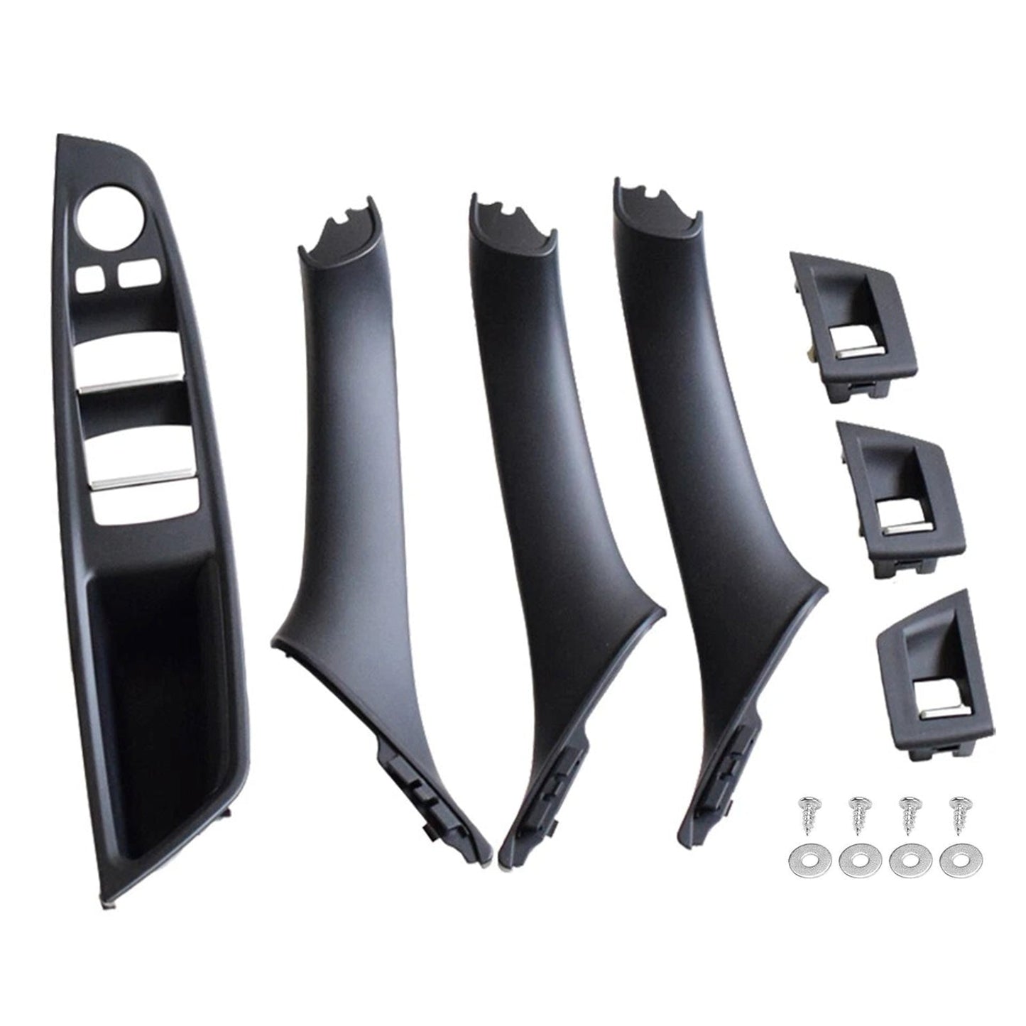 7x Black Inner Door Panel Handle Pull Trim Cover For BMW 5 Series F10 F11 10-16