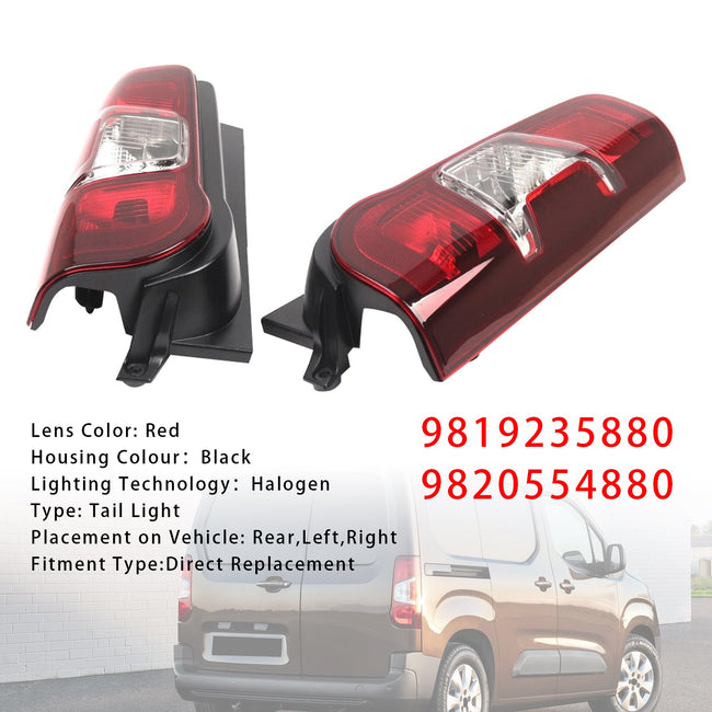 Left+Right Side Rear Tail Light Back Lamp For Peugeot Partner 2018-2024