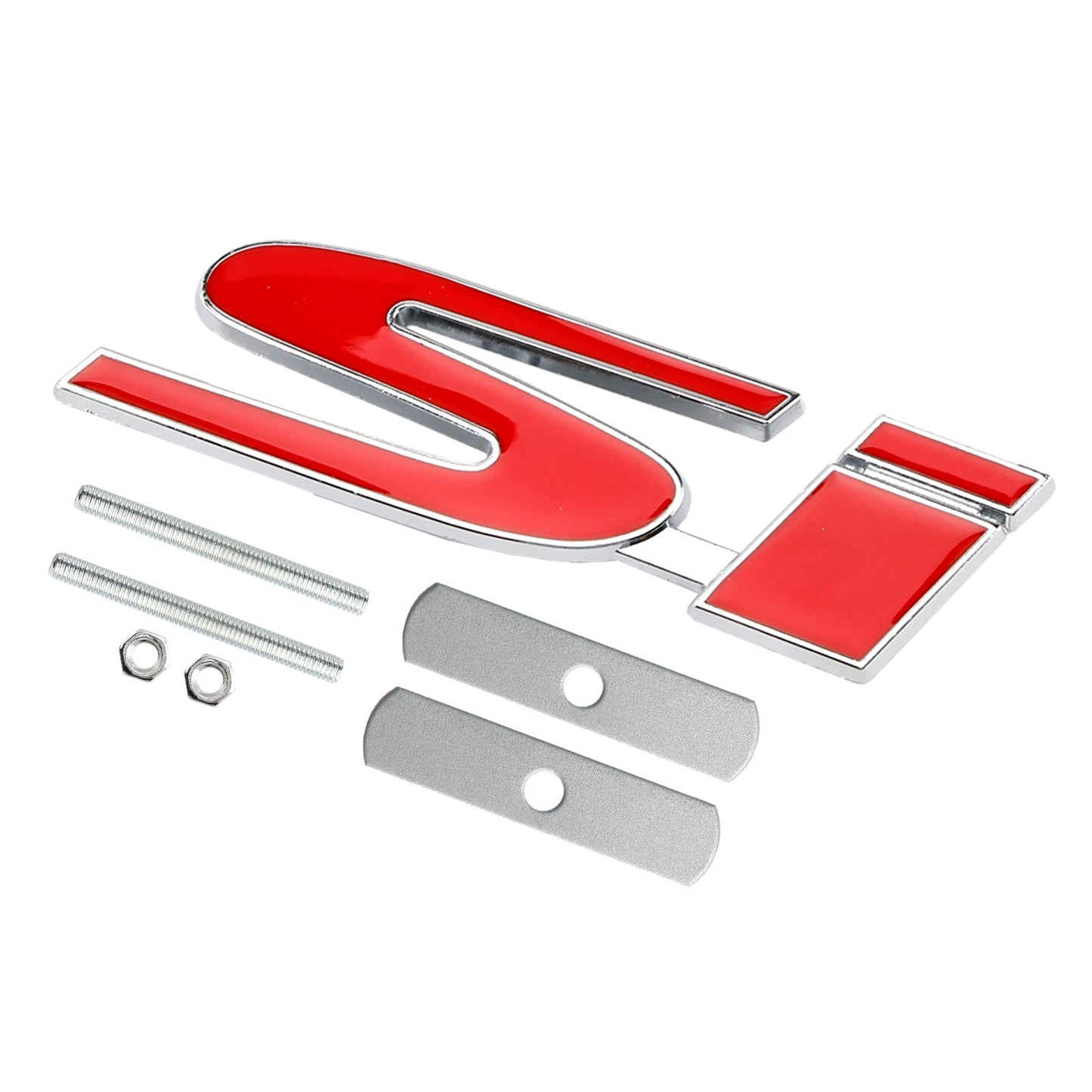 Si Front Grille Emblem Decal Badge for Honda red-silver