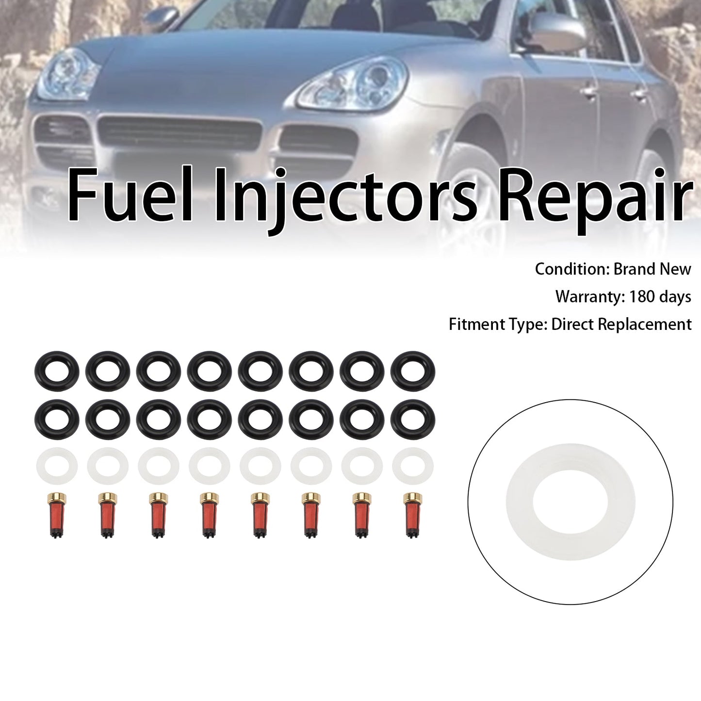 8PCS Fuel Injector Service Kit O-Ring 0280156101 Fit Porsche Cayenne S 4.5L
