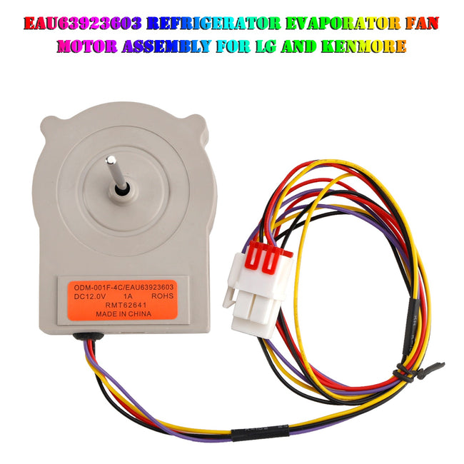 EAU63923603 Refrigerator Evaporator Fan Motor Assembly for LG and Kenmore