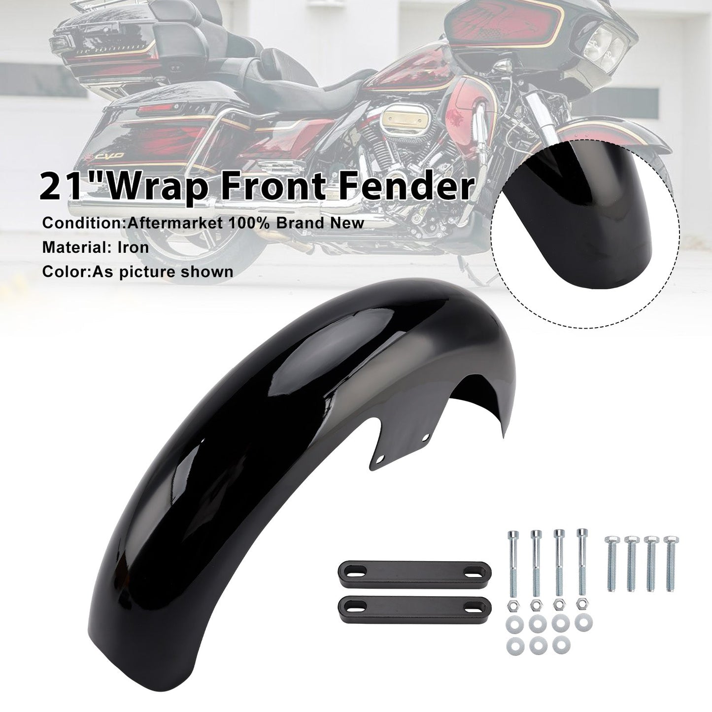 2023-later Harley CVO Road Glide,CVO Street Glide 21" Wrap Front Fender Iron