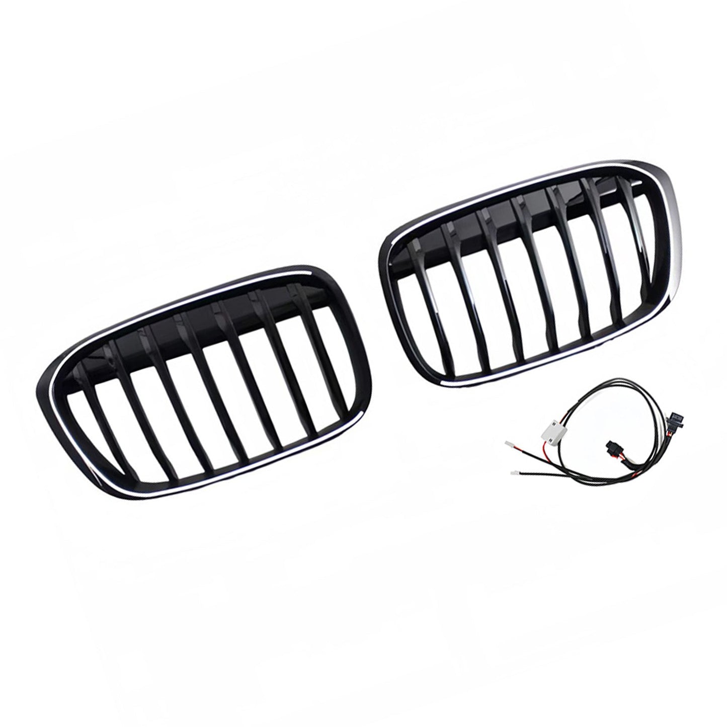 2016-2019 Fit BMW X1 F48 F49 2PCS Gloss Black Front Kidney Grill Grille
