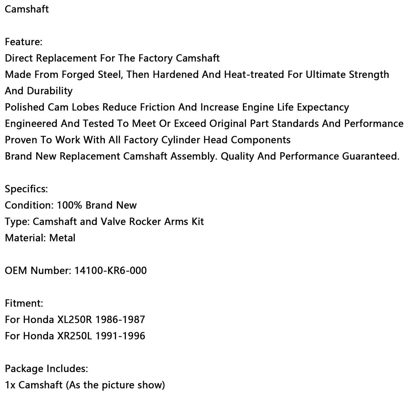 1991-1996 Honda XR250L Camshaft Rocker Arm 14100-KR6-000