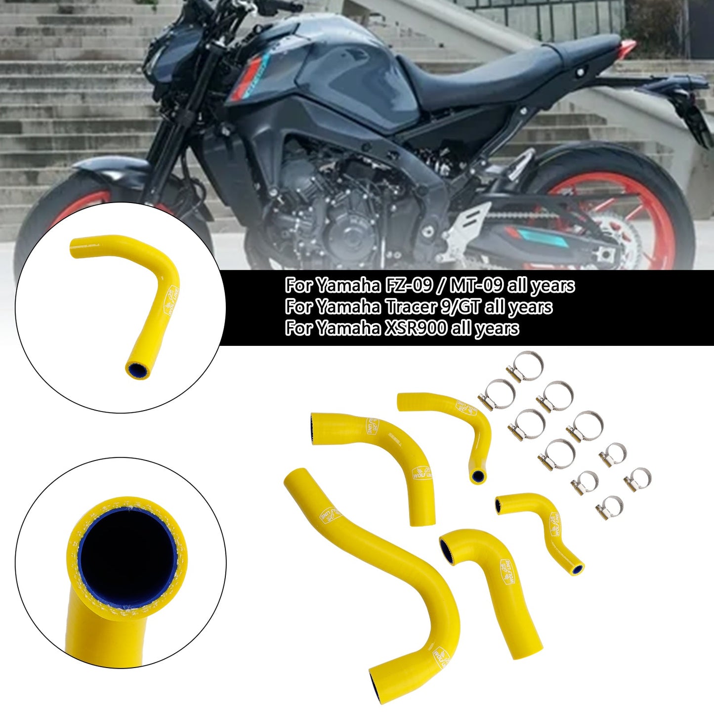 Yamaha MT-09 XSR900 Tracer 9/GT all years Silicone Radiator coolant Hose