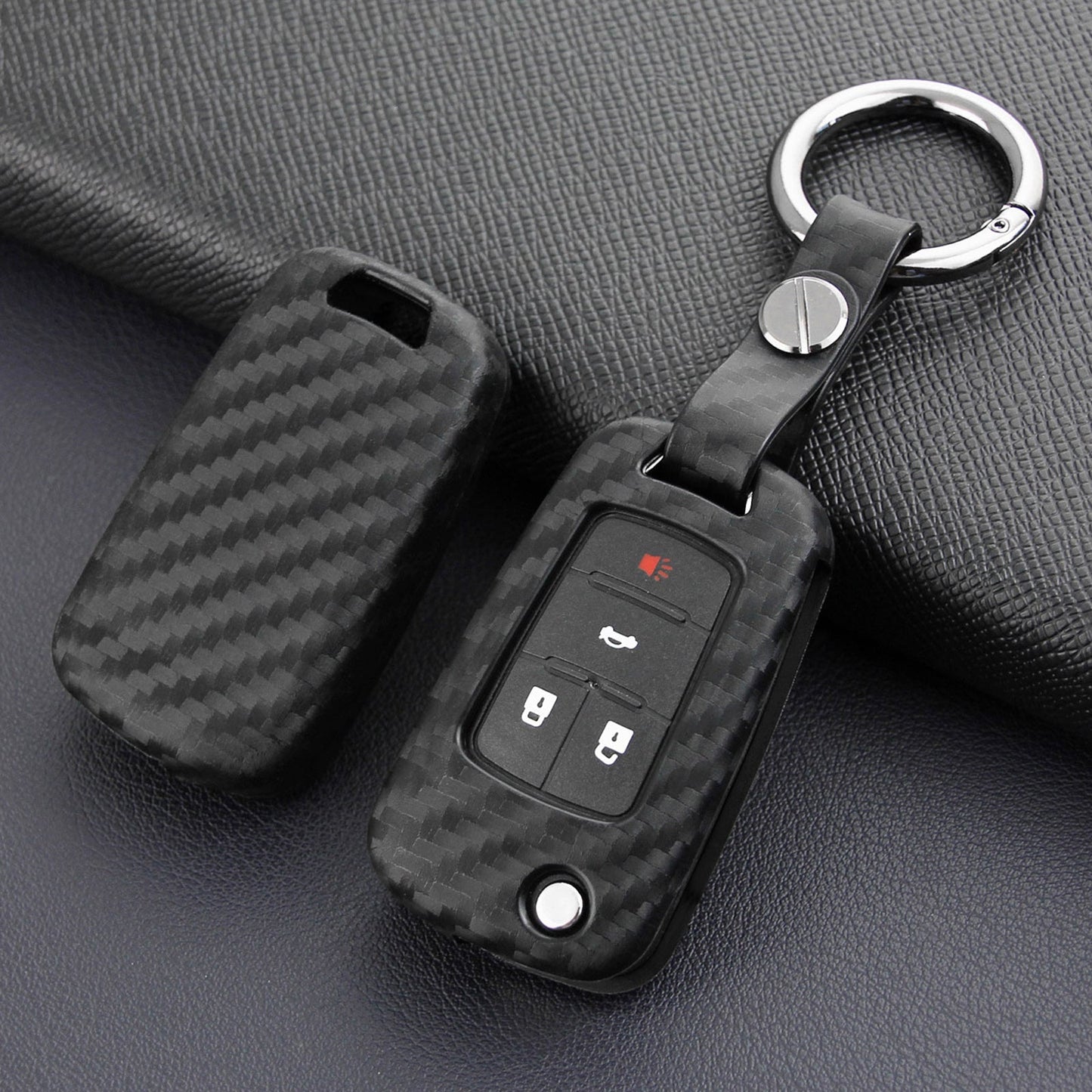 Leather Silicone Car Key Case Cover With Buckle For Chevrolet