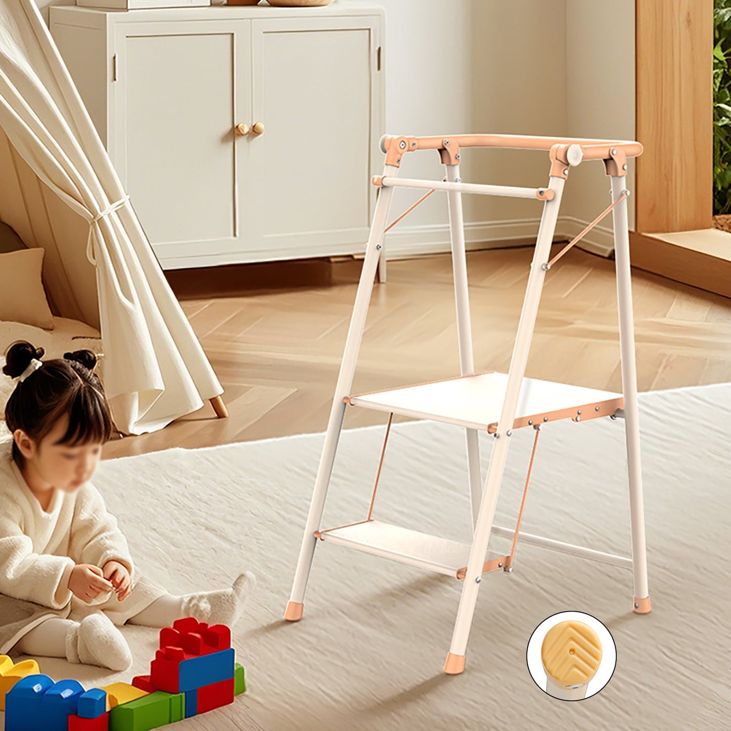 2-Step Kitchen Stepper Adult Folding Step Stool Kids Folding