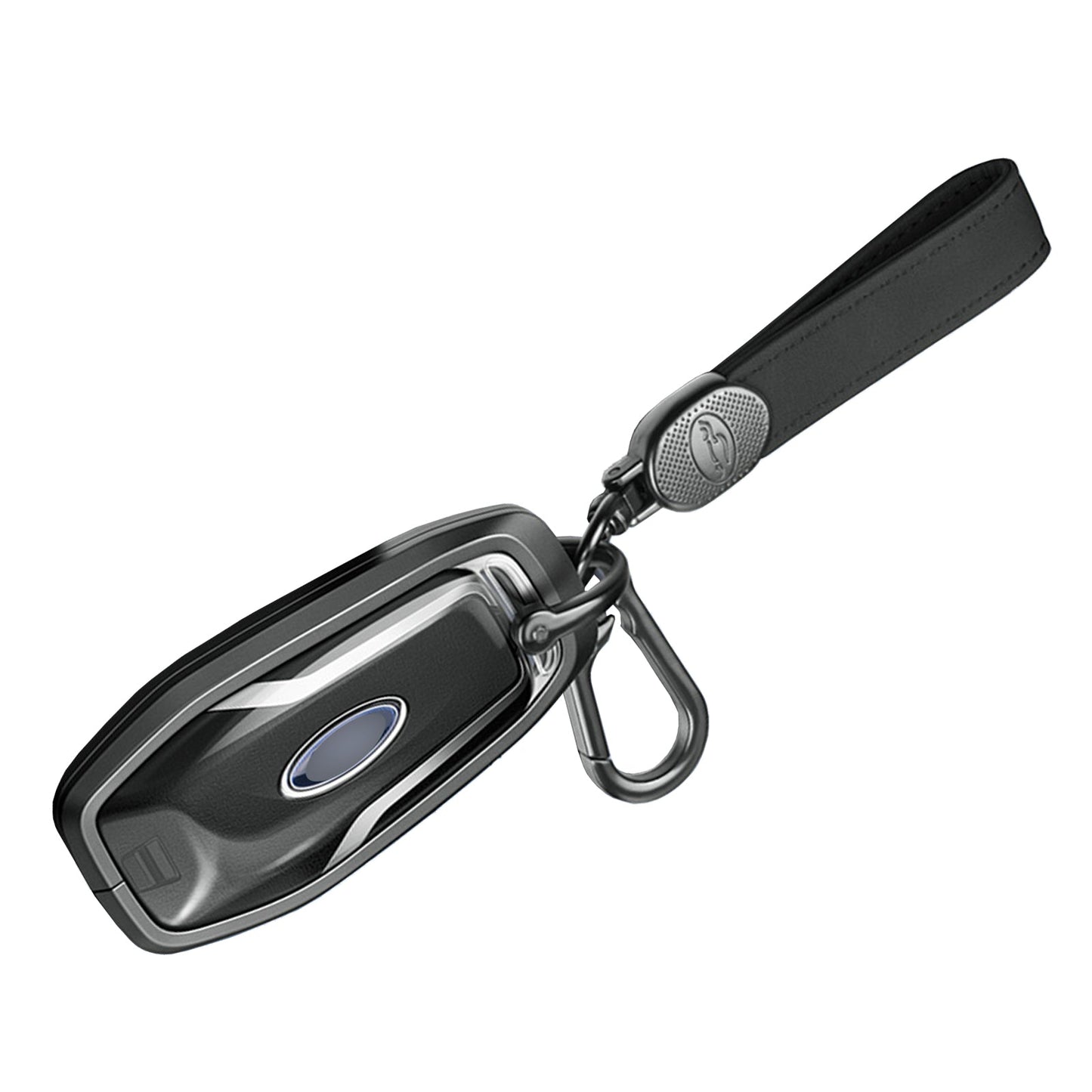 Aluminum Alloy TPU Black Car Key Case Cover With Buckle For Ford